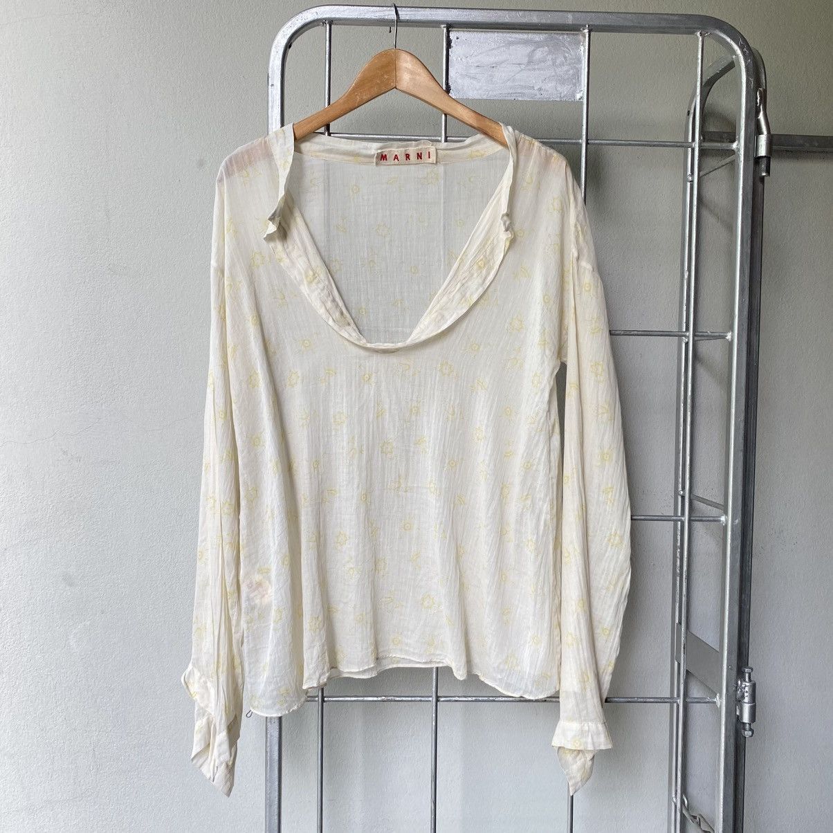 Marni M A R N I Light Yellow Flower Print Blouse Size M / US 6-8 / IT 42-44 - 1 Thumbnail