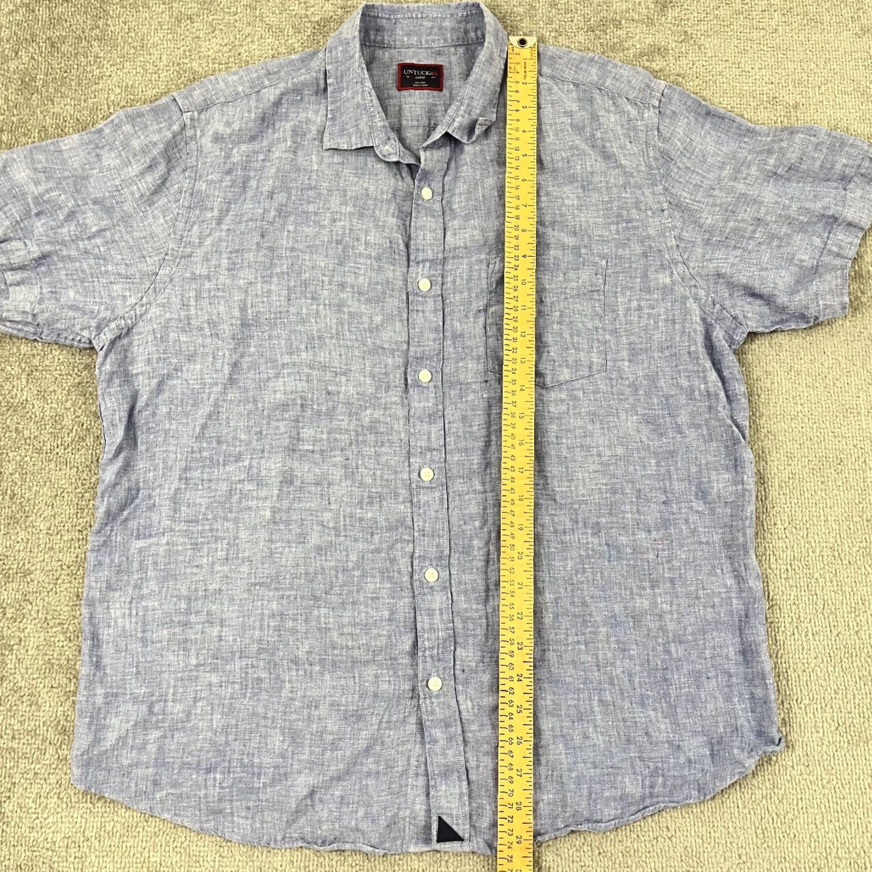 UNTUCKit UNTUCKit Shirt Mens L Blue 100% Linen Button-Up Short Sleeve Casual Summer Size US L / EU 52-54 / 3 - 4 Thumbnail