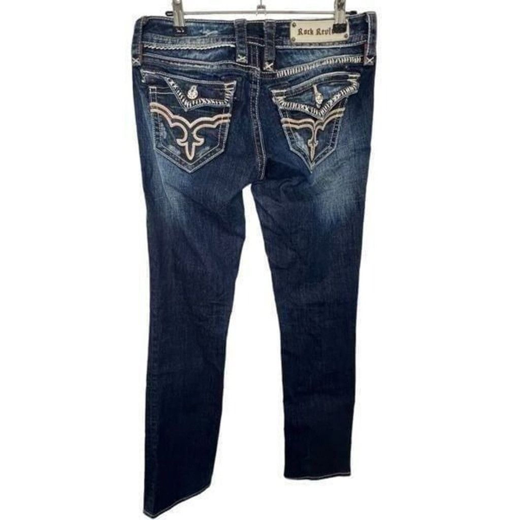 Rock Revival Rock Revival Elma Straight Leg Dark Wash Denim Jeans Size 28" / US 6 / IT 42 - 5 Thumbnail