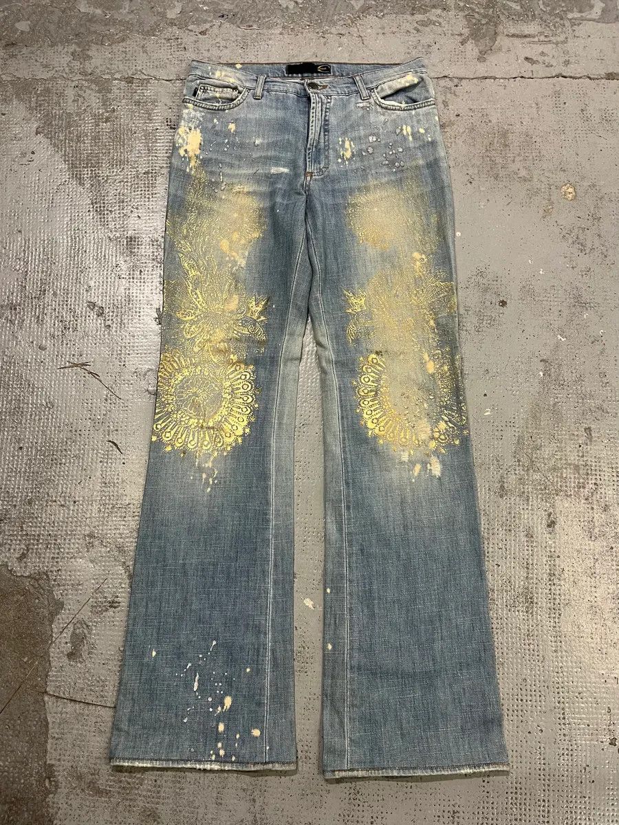 Just Cavalli SS2006 Cavalli Gold Embellished Light Blue Distressed Jeans Size US 30 / EU 46 - 5 Thumbnail