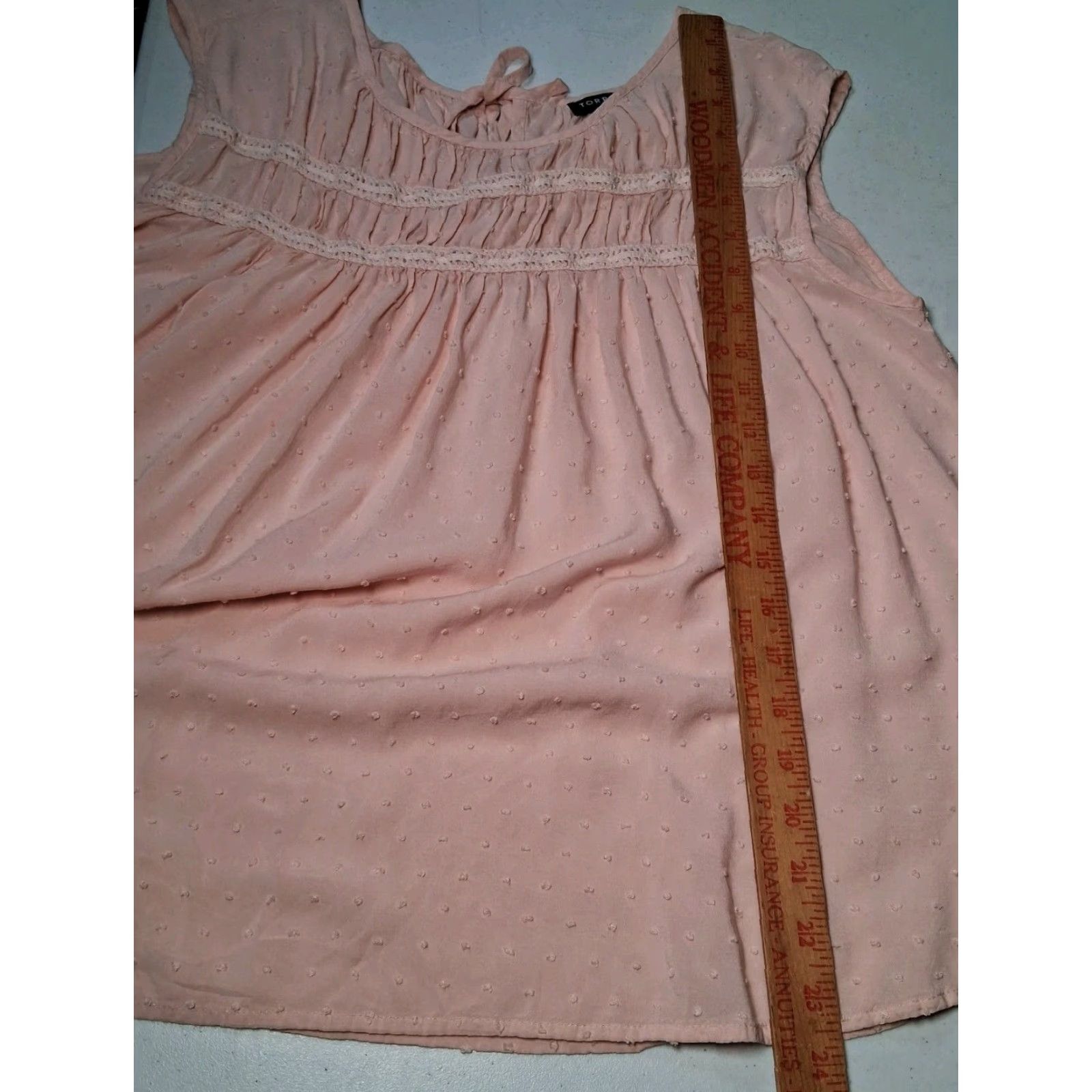 Torrid Torrid Blouse Sleeveless Pink Swiss Dot Peasant Tie Round Neck Women's Regular Size 0 Size XS / US 0-2 / IT 36-38 - 5 Thumbnail