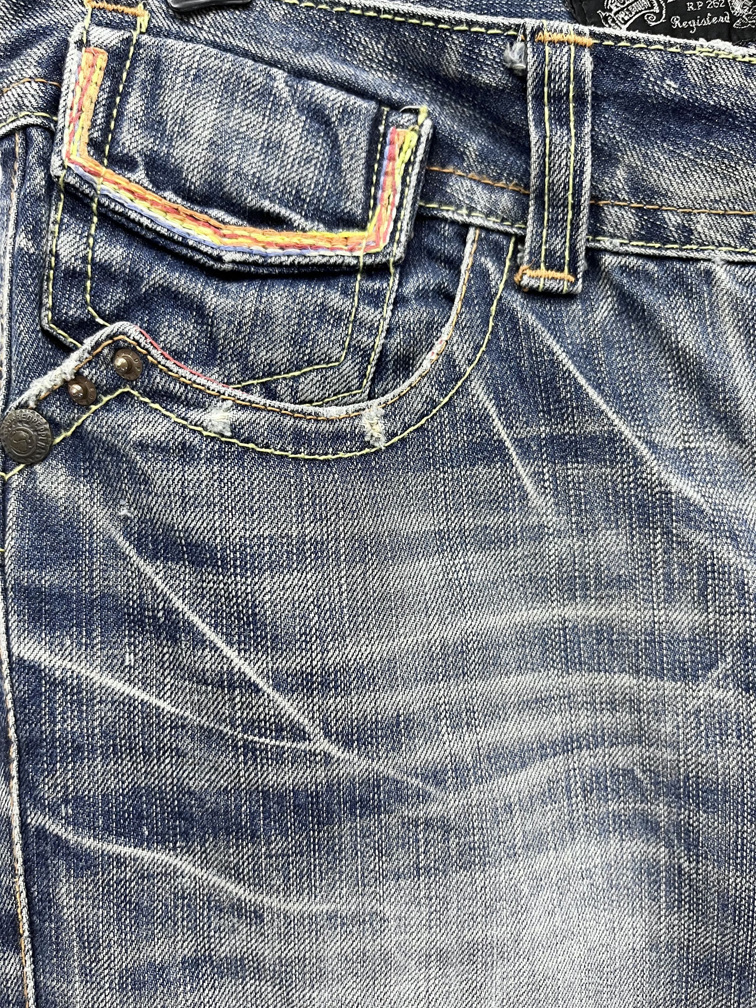 Le Grande Bleu (L.G.B.) RED PEPPER x OZZFIRST Embroidery Navajo Tomahawk Flare Denim Size US 30 / EU 46 - 9 Thumbnail