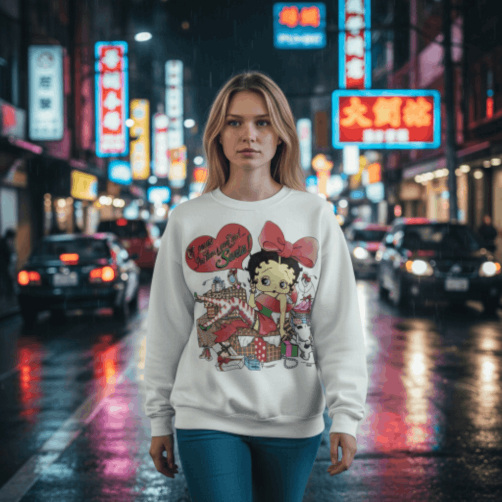 Tultex Vitg 90's TULTEX Betty Boop Christmas Big Image Sweatshirt Size US L / EU 52-54 / 3 - 9 Thumbnail