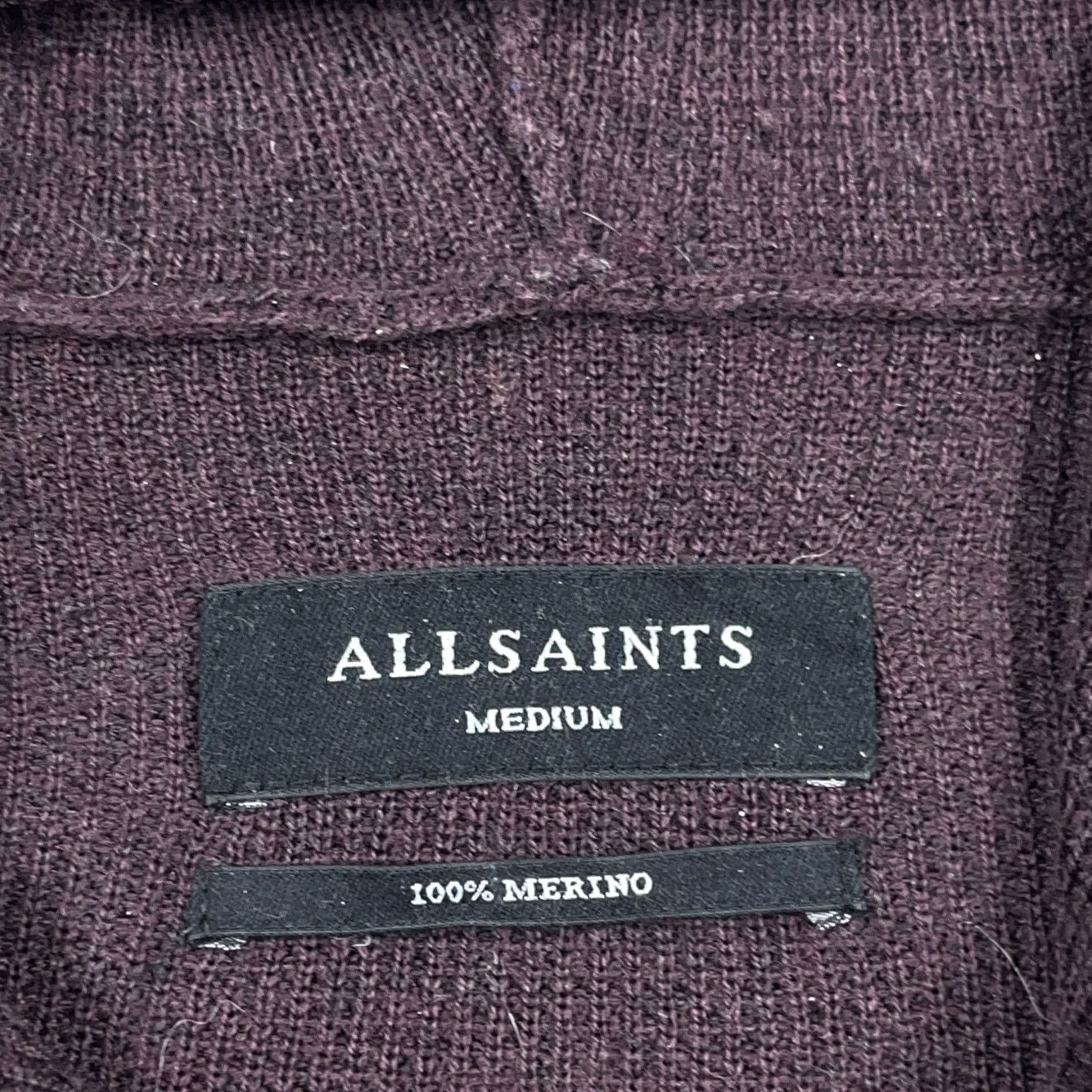 Allsaints ALLSAINTS Hoodie Mens M Purple Merino Wool Pullover Rambskull Logo Sweater Size US M / EU 48-50 / 2 - 3 Thumbnail