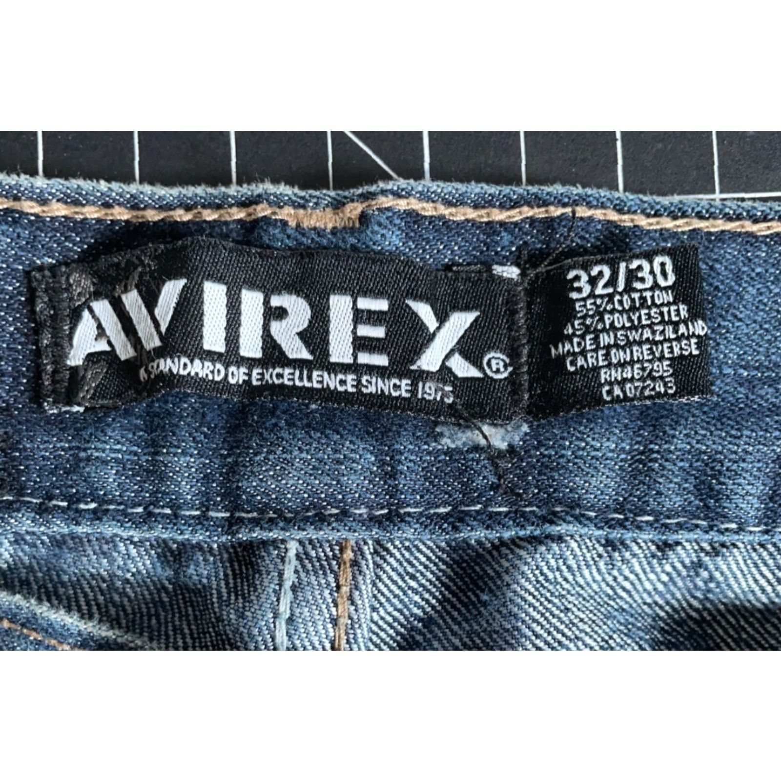Avirex VINTAGE Avirex Jeans Baggy Straight Leg Men's 32 x 29 Blue Denim Embroidered Y2K Skater Regular 5-Pocket Denim Cotton Polyester Size US 32 / EU 48 - 3 Thumbnail