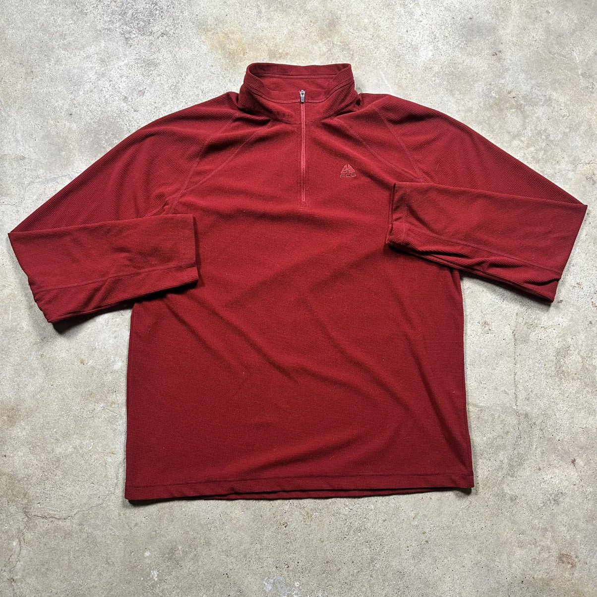 Nike ACG Vintage Y2K Red Nike ACG Waffle Knit Thermal 1/4 Zip Size M Size US M / EU 48-50 / 2 - 1 Thumbnail