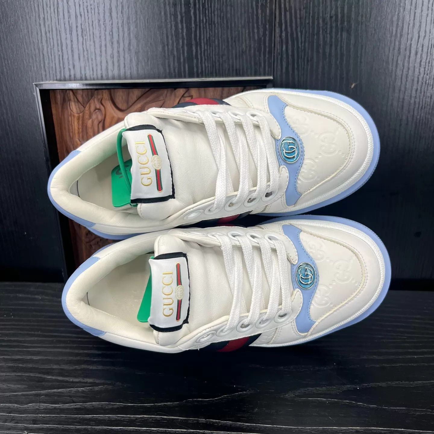 Gucci Gucci Cookie Sneaker Women's White Blue 34.5 Size US 4 / IT 34 - 5 Thumbnail