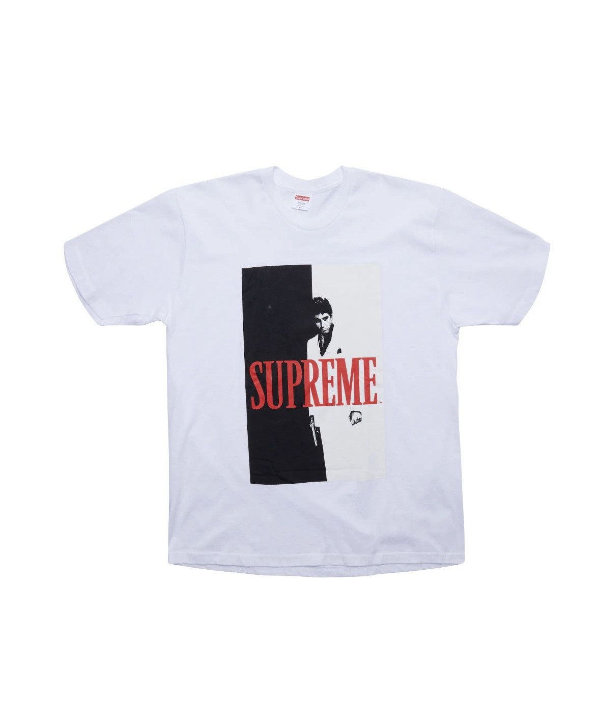 image of Supreme Scarface Split Tee Black X-Large [New] in White, Men's (Size XL)