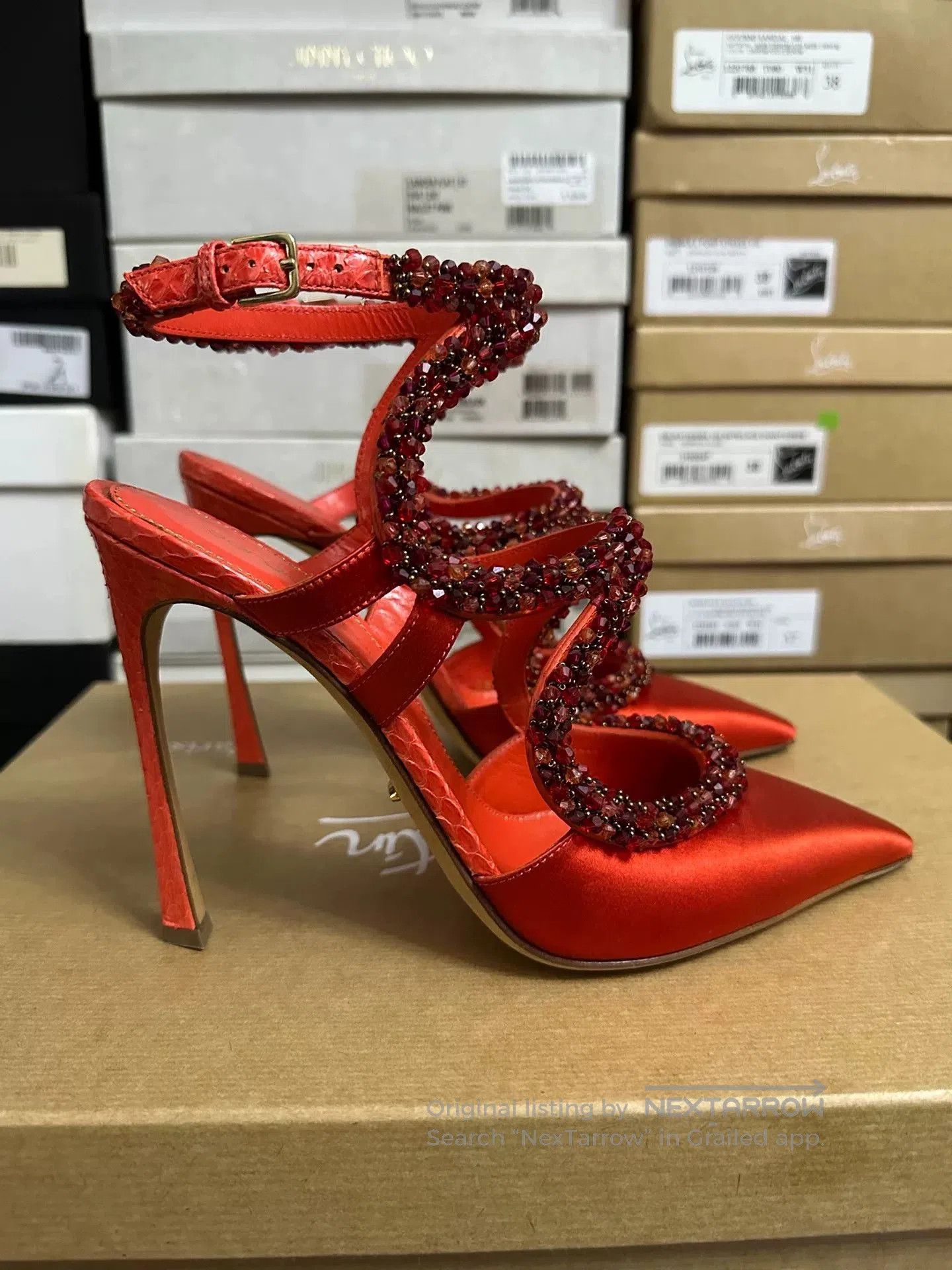 Sergio Rossi Sergio Rossi Limited Red Satin Heels 38.5. Size US 7.5 / IT 37.5 - 2 Thumbnail
