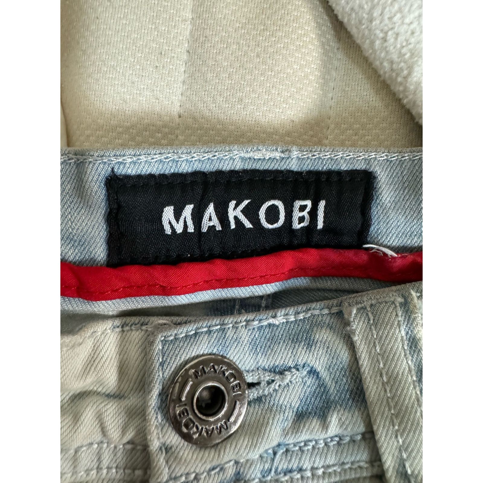 Unknown London Makobi Prado Biker Jeans With Rip & Repair Light Wash Mens Size US 30 / EU 46 - 5 Thumbnail