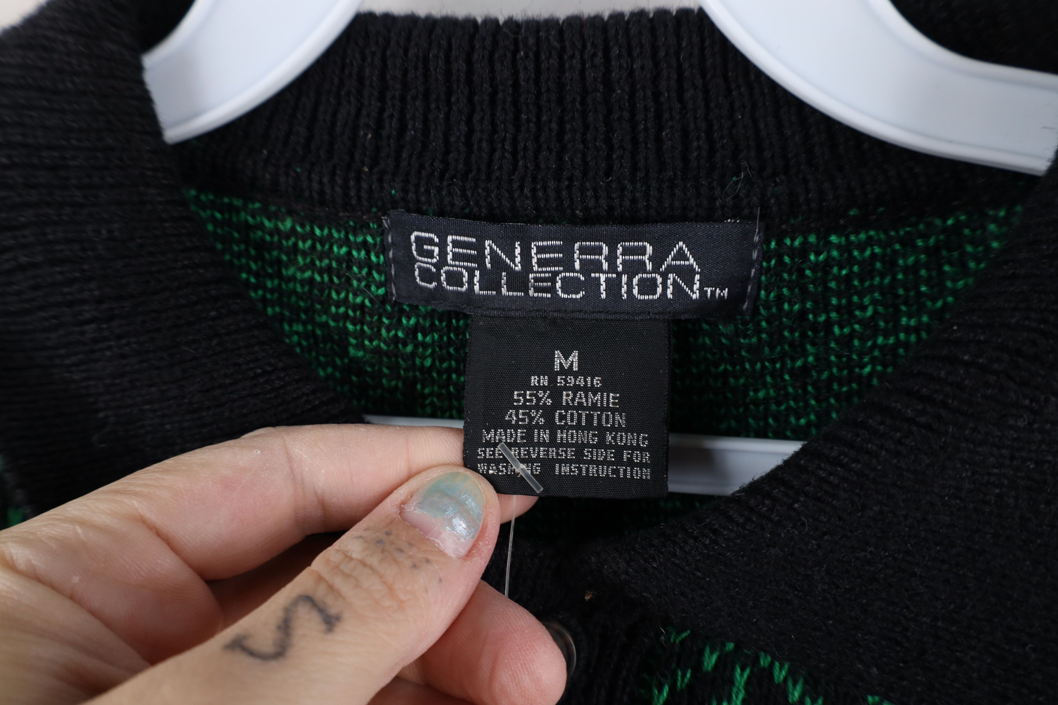 Vintage NOS Vtg 90s Streetwear Knit Herringbone Collared Sweater Size US M / EU 48-50 / 2 - 4 Thumbnail