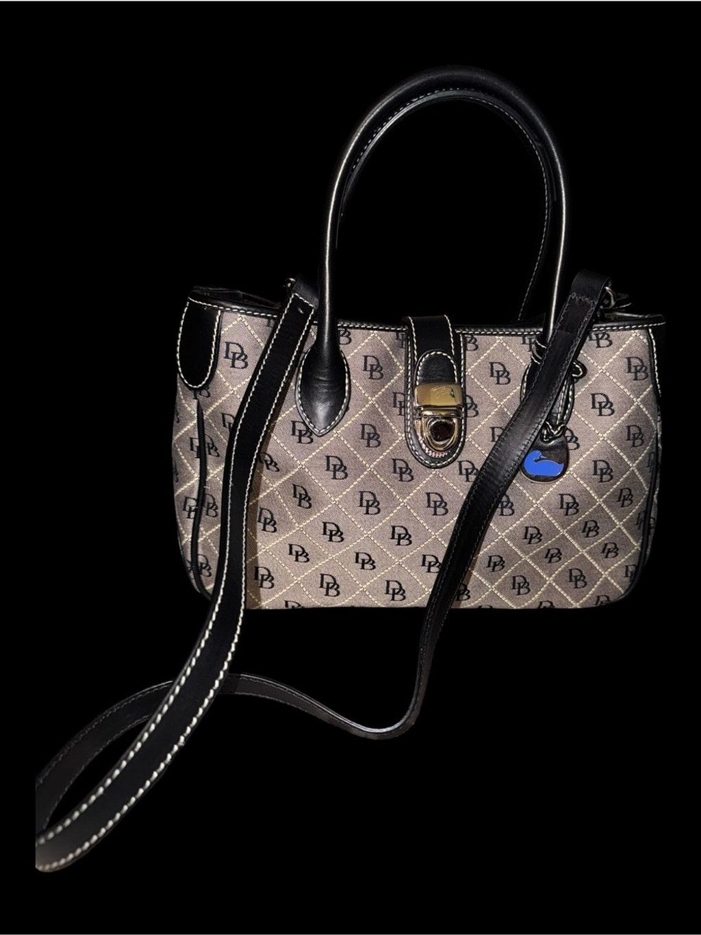 Dooney & Bourke Dooney & Bourke Black Monogram Satchel with Black Trim Size ONE SIZE - 1 Thumbnail