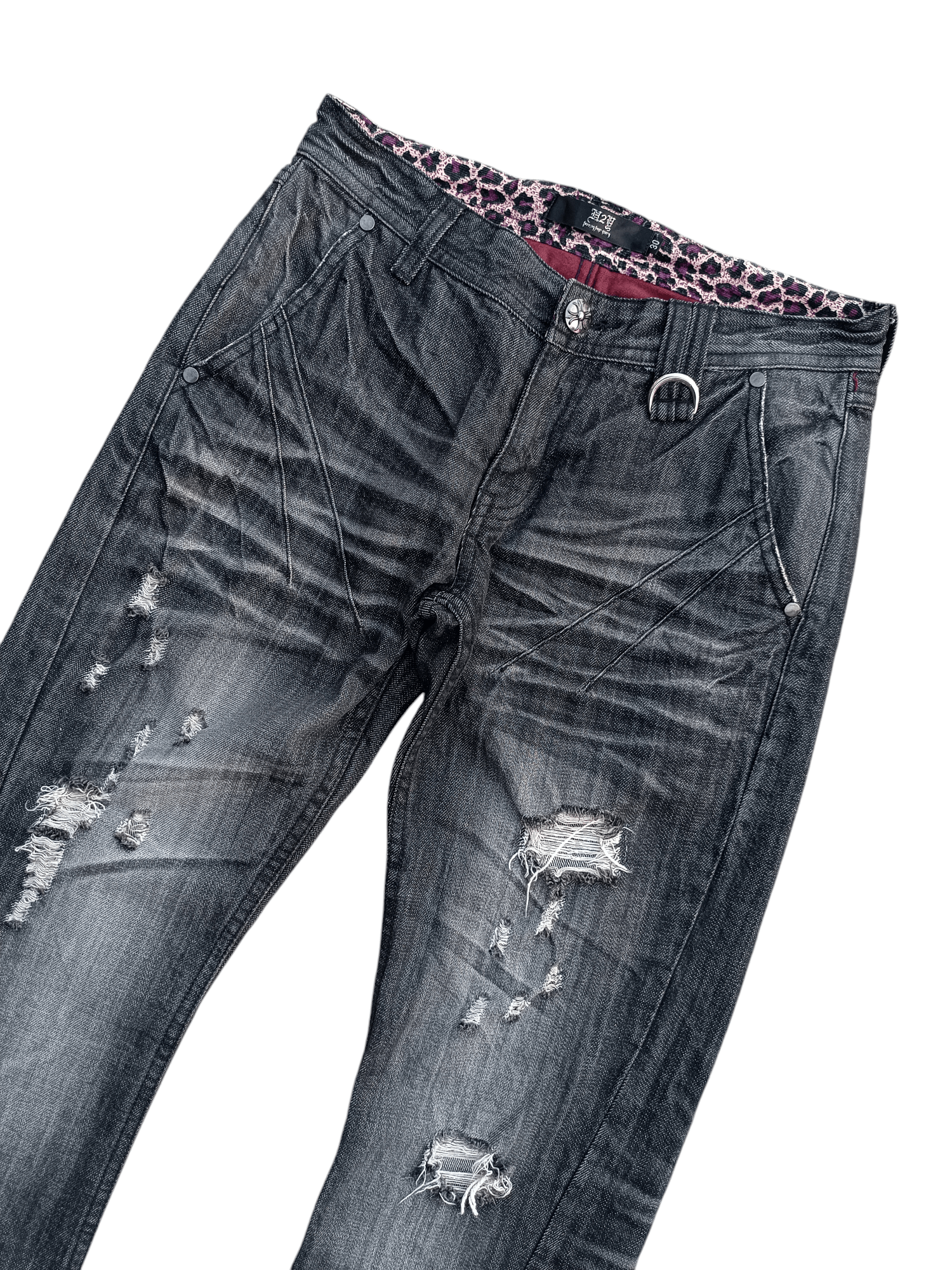 Japanese Brand RARE💥JAPANESE BRAND DENIM FLARE DISTRESED EMBROIDERY JEANS Size US 29 - 9 Thumbnail