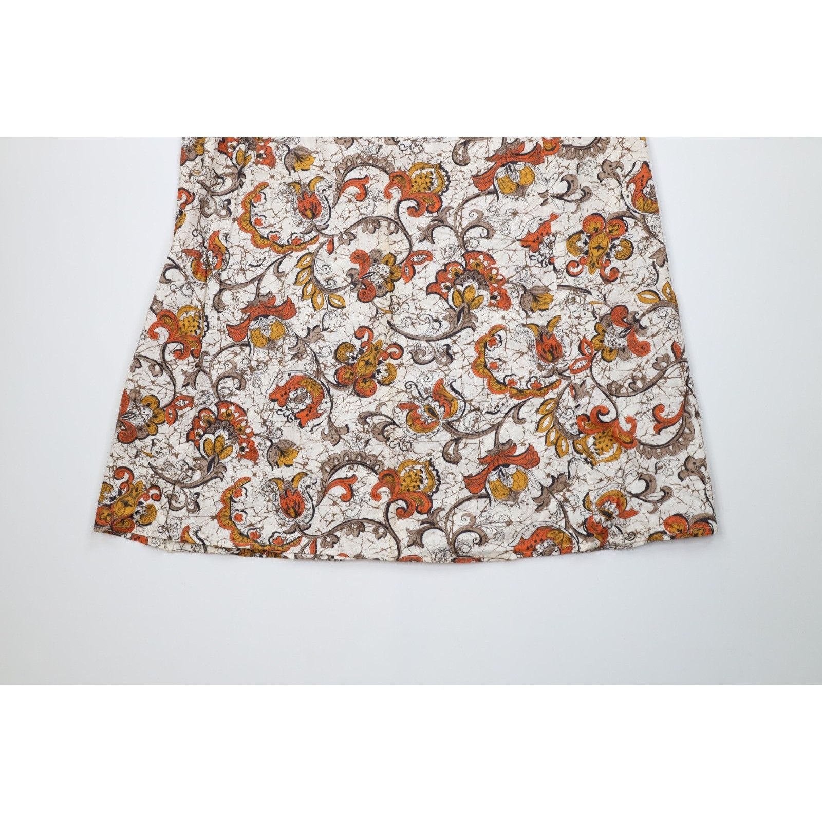 Vintage Vintage 60s 70s Barkcloth Bark Cloth Paisley Flower Skirt Size 25" / US 0 / IT 36 - 10 Thumbnail