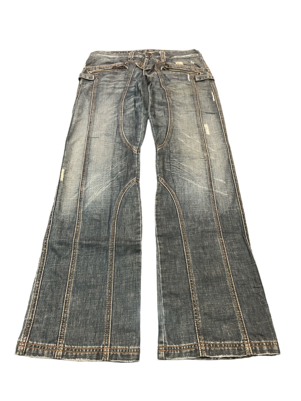 Japanese Brand SICK💥ABSOLUT JOY PATCHWORK DISTRESSED DENIM PANT Size US 32 / EU 48 - 4 Thumbnail