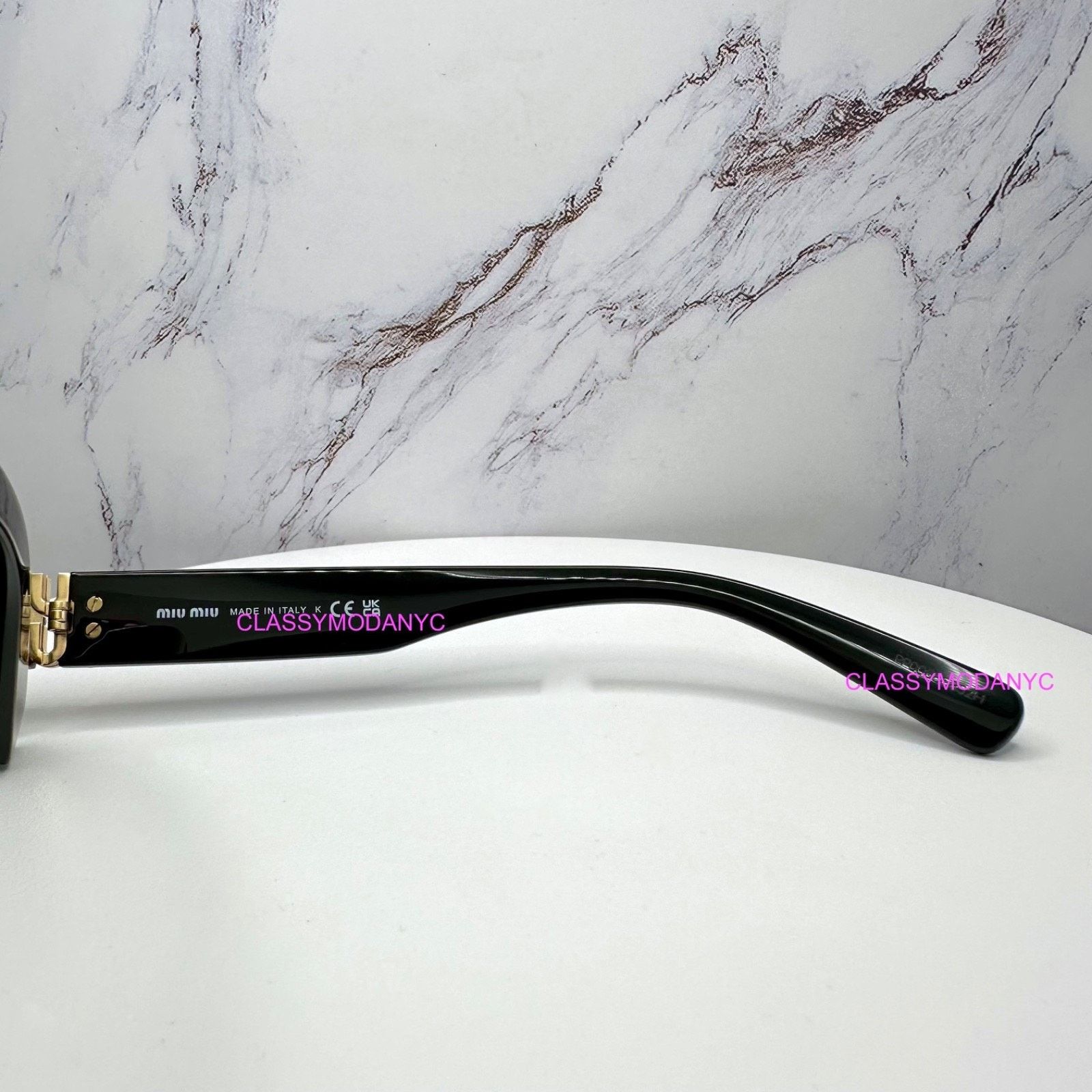 Miu Miu MIU MIU Sunglasses Black Gold Rectangle Cat Eye Authentic Size ONE SIZE - 8 Thumbnail