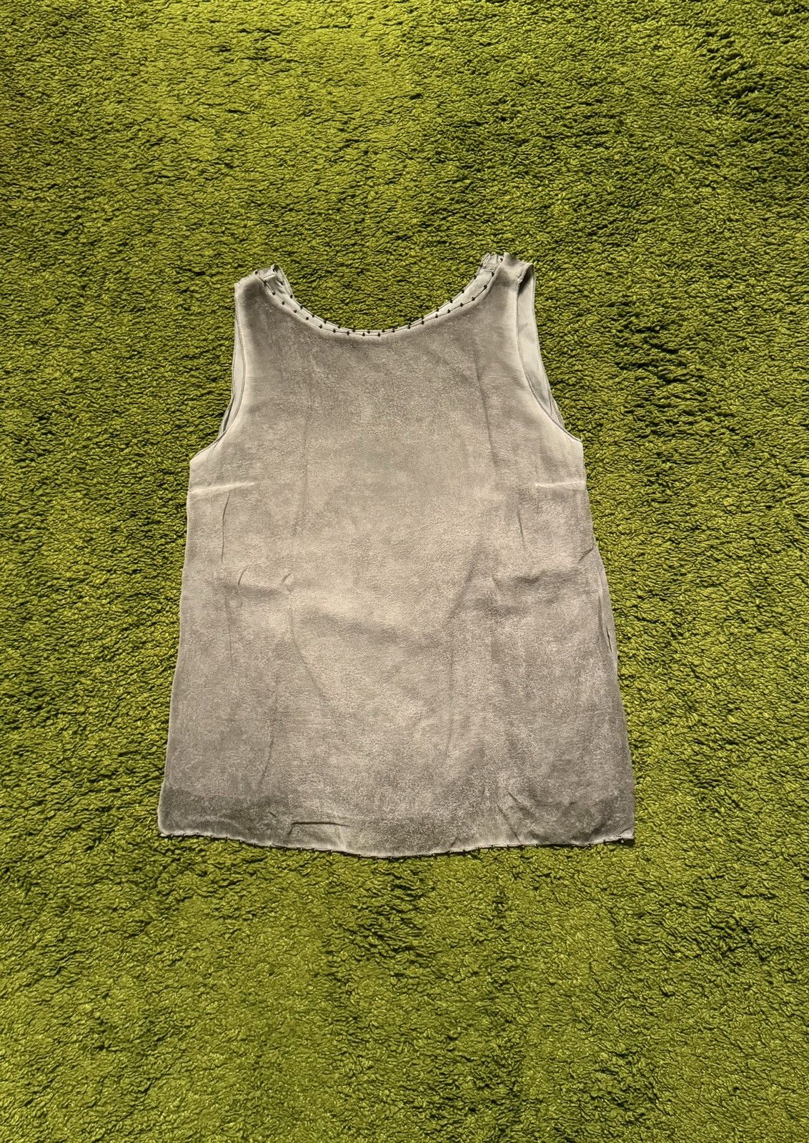Designer Nile avant garde 100% silk washed graphite grey tank top Size M / US 6-8 / IT 42-44 - 2 Thumbnail