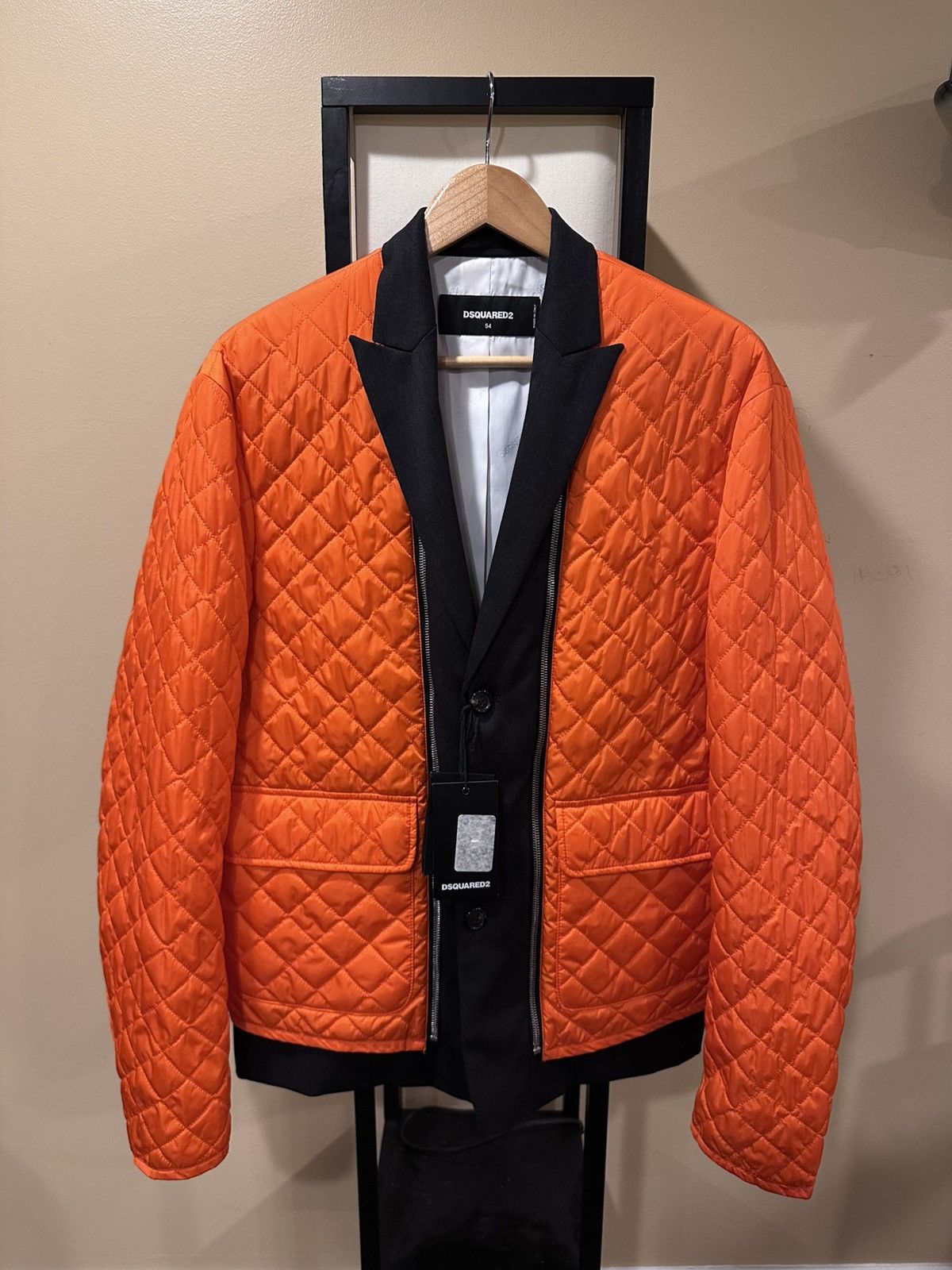 Dsquared2 Orange Quilted Jacket / Vest Calen’s Penitentiary