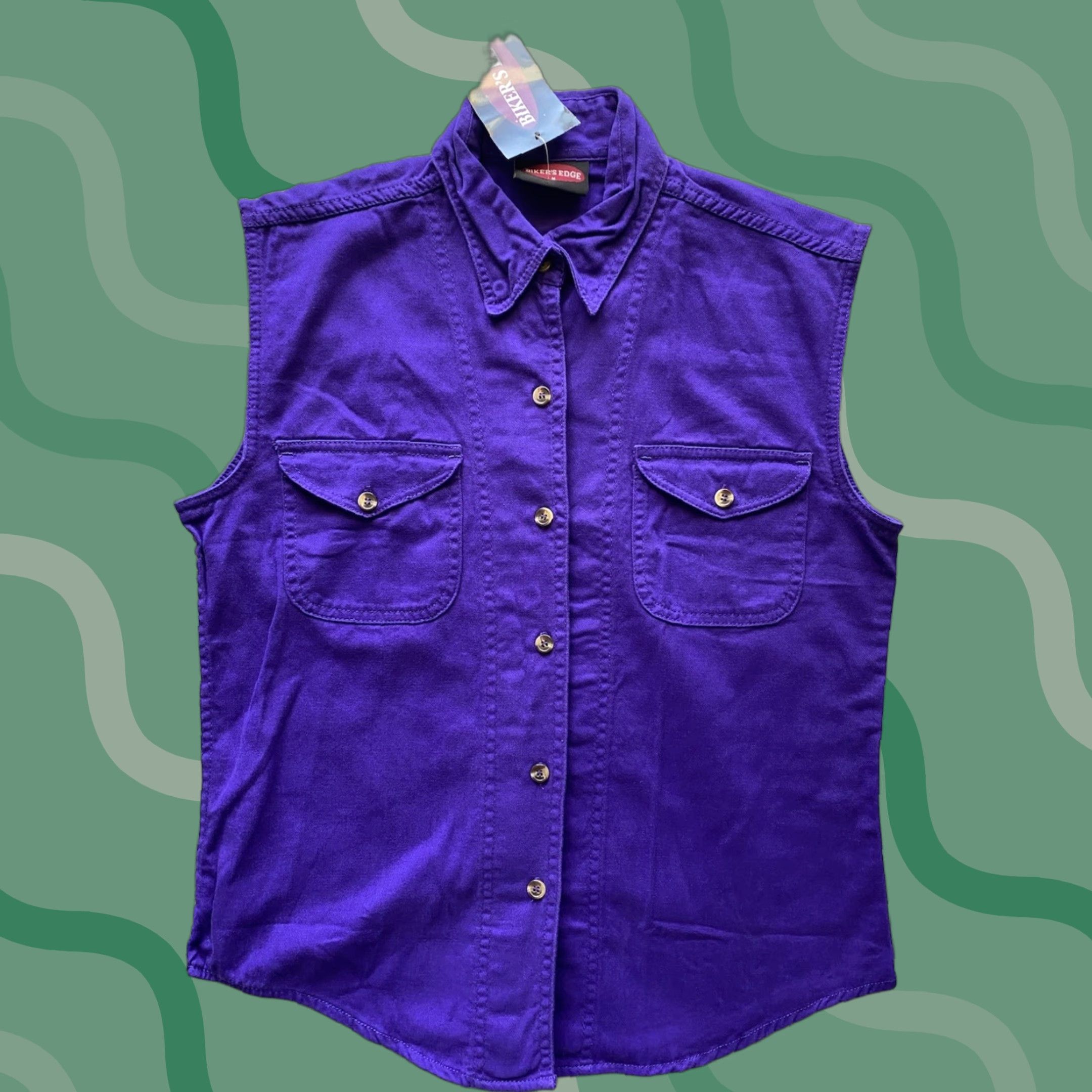 Vintage NWT Biker's Edge WOMENS MEDIUM Vest Button Up Snap Collar Purple/Pink Sturgis 2024 South Dakota Rally Rose Floral Canvas Cotton Size M / US 6-8 / IT 42-44 - 1 Thumbnail