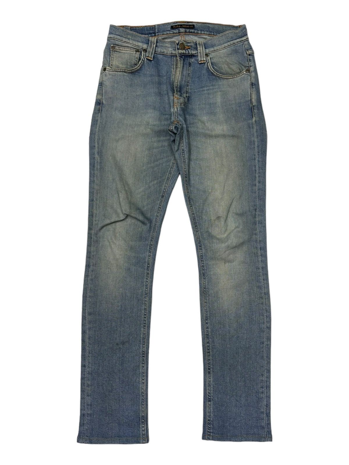 NUDIE JEANS LEAN DEAN NATURAL FADE DISTRESSED DENIM JEANS