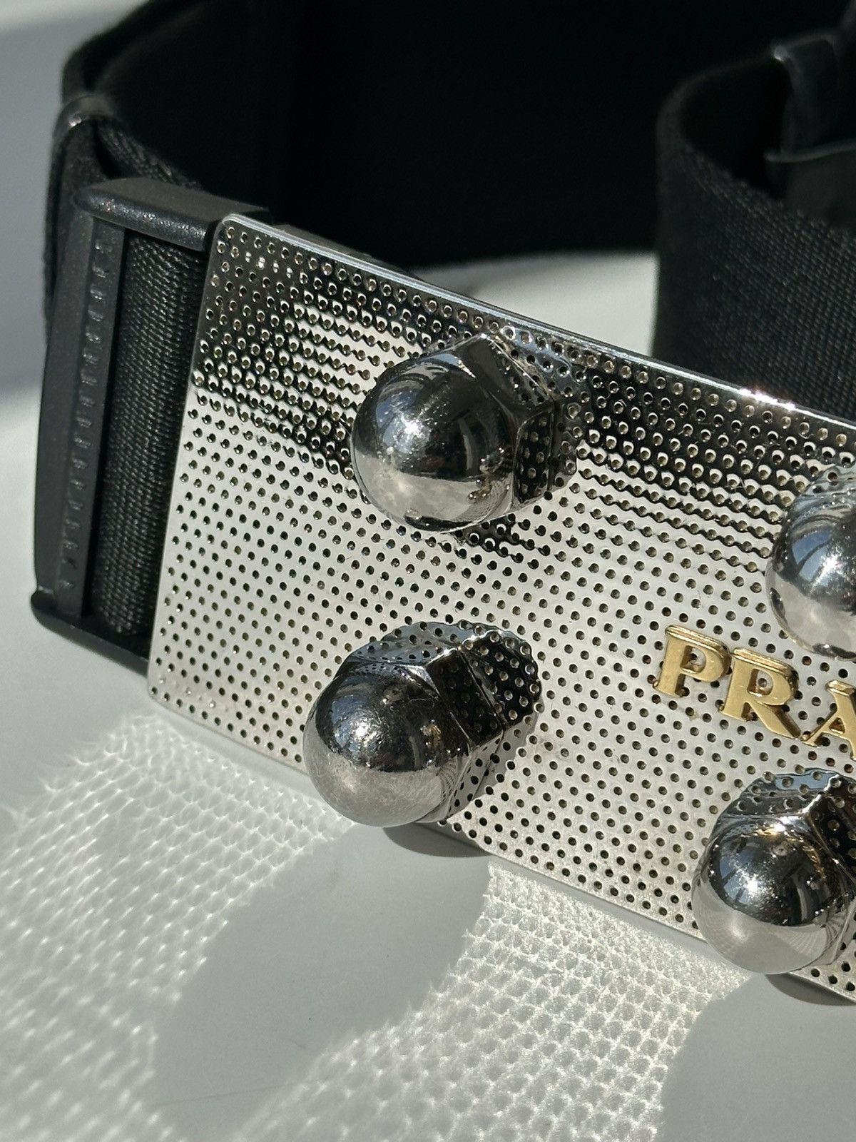 Prada PRADA FW 2007 Massive Studded Screws Logo Metal Belt runway Size ONE SIZE - 13 Thumbnail