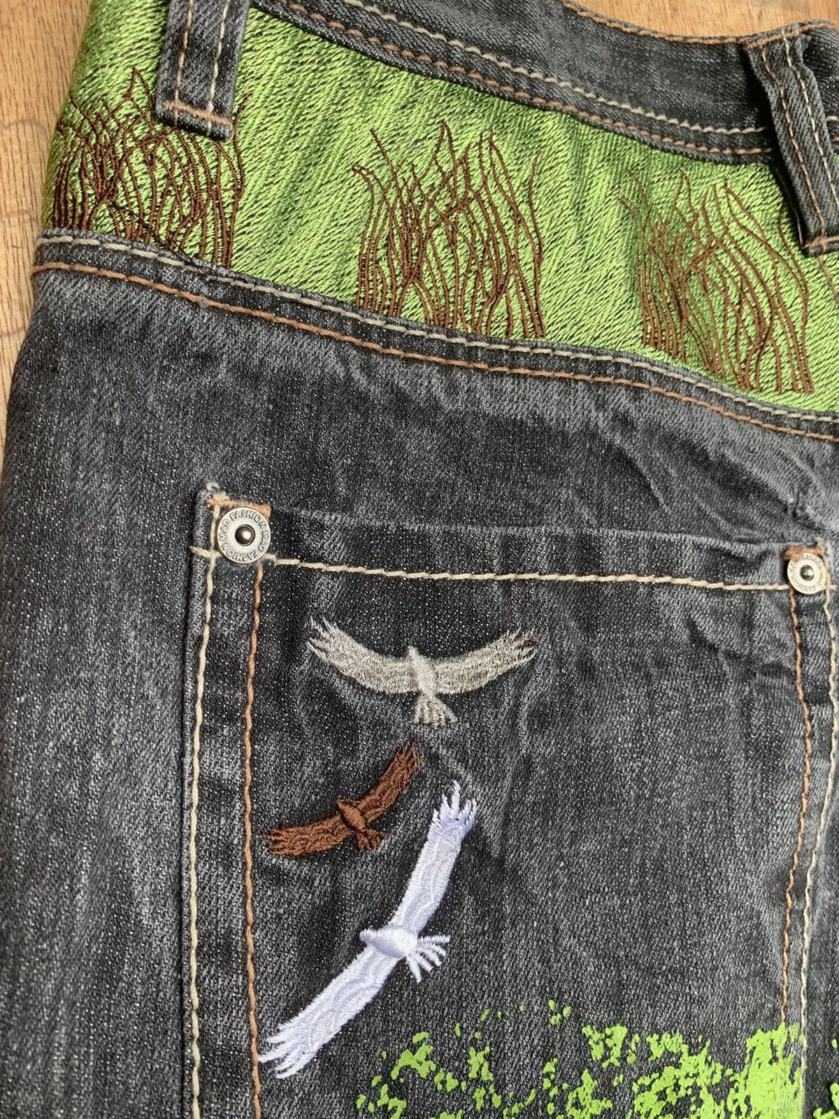Art Comes First Mad Fashion Embroidered and Paint Print Denim Pants Size US 32 / EU 48 - 18 Thumbnail