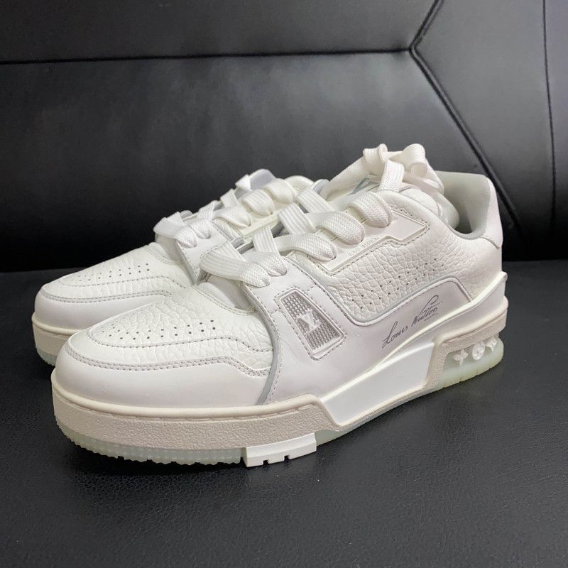 Louis Vuitton Louis Vuitton Leather Embossed Low-Top Trainers Size US 10 / EU 43 - 1 Thumbnail