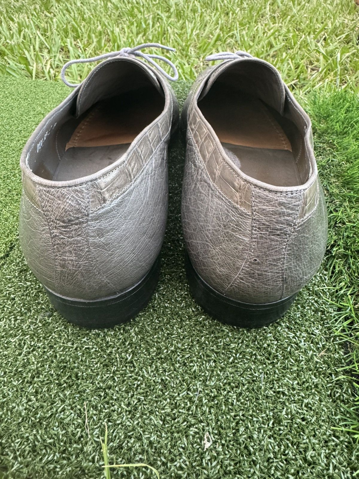 Mauri Mauri Italy Ostrich Leather Oxford Shoes Men’s Gray Exotic Size US 12 / EU 45 - 3 Thumbnail