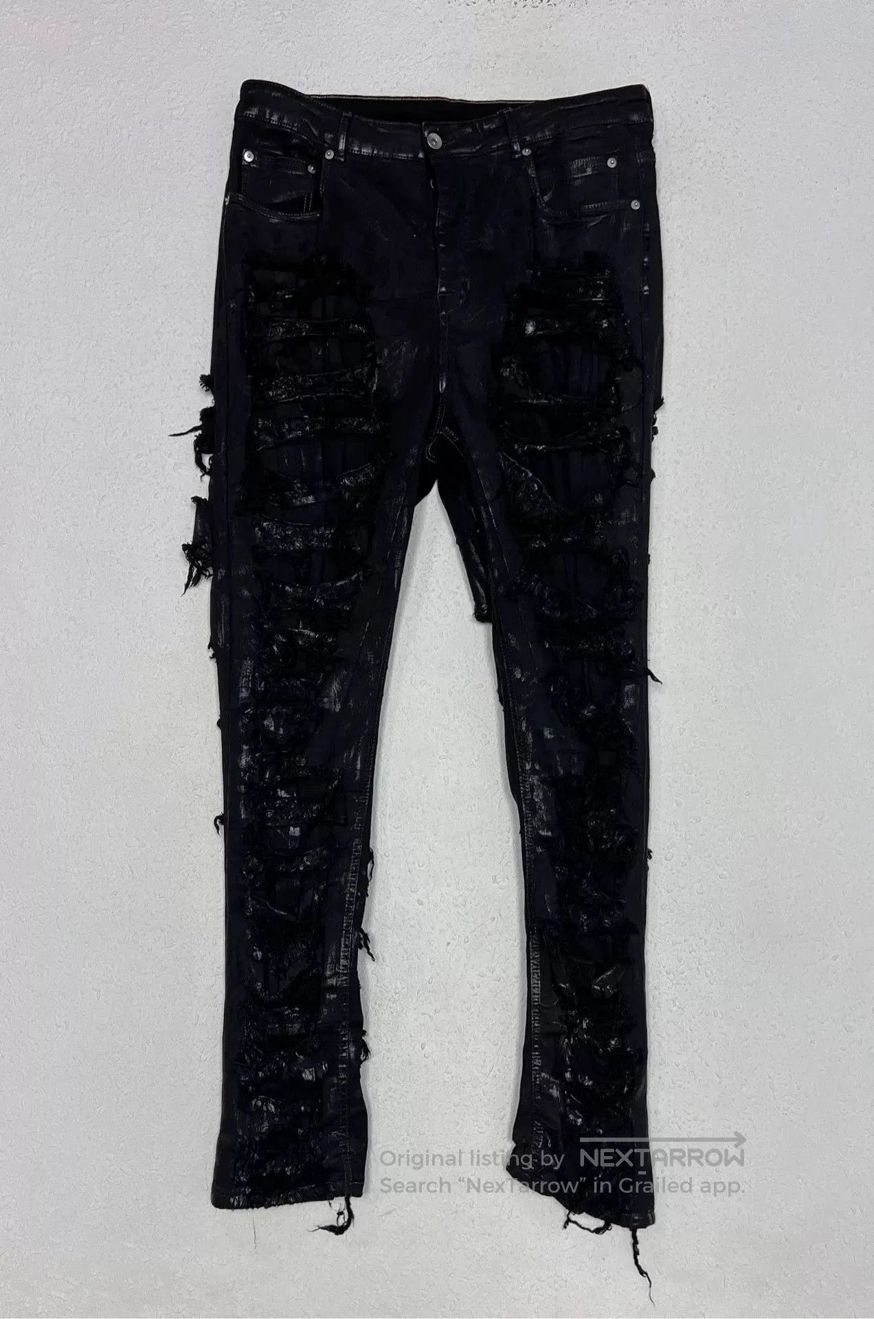 Rick Owens Rick Owens Waxed Distressed Destroyed Pants. Size US 34 / EU 50 - 2 Thumbnail