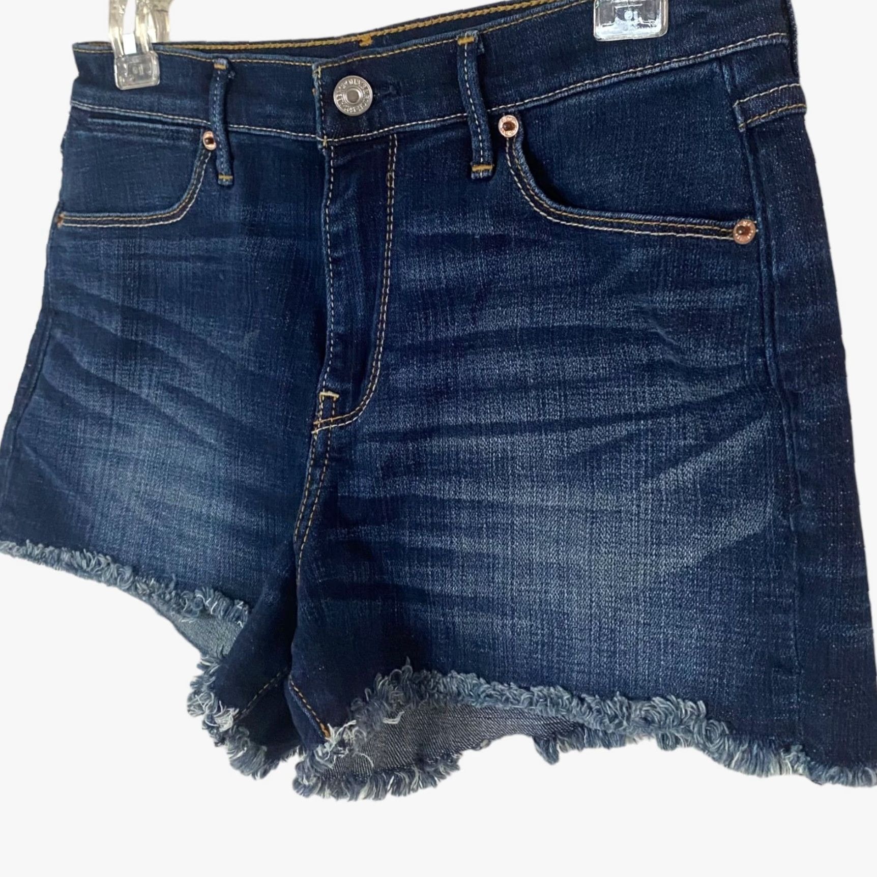 Abercrombie & Fitch Abercrombie & Fitch Jeans Shorts Women Size 27 Dark Wash Denim Cut-Offs Stretch Size 27" / US 4 / IT 40 - 2 Thumbnail
