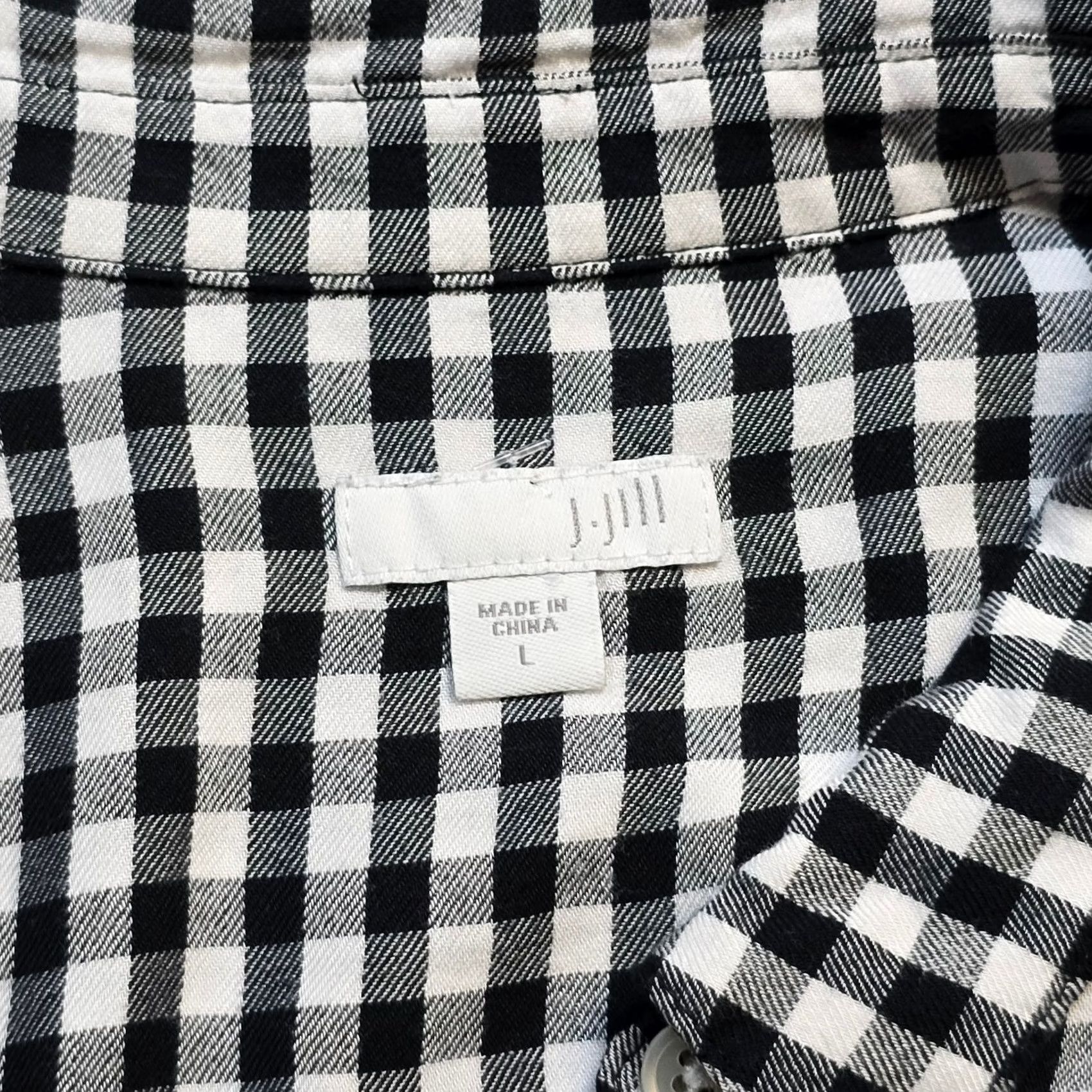 J. Jill J. Jill Blouse Womens Large Black Plaid Button Pocket Long Sleeve Casual Career Shirt Size L / US 10 / IT 46 - 3 Thumbnail