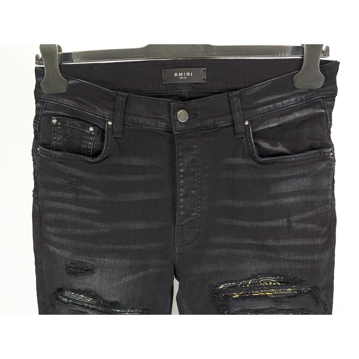 Amiri o1rshd1 Rainbow Paisley Thrasher Jeans in Aged Black Size US 34 / EU 50 - 12 Thumbnail