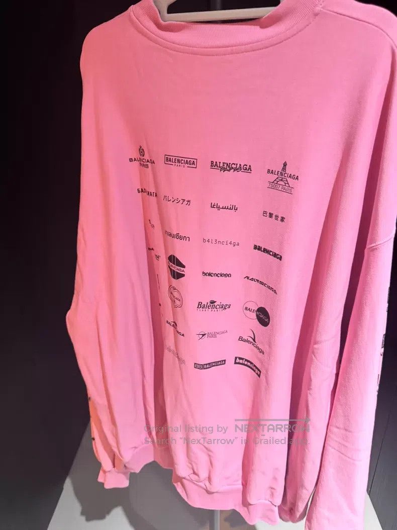 Balenciaga Balenciaga Pink Multi-Element Full-Print Logo Sweatshirt Size US L / EU 52-54 / 3 - 3 Thumbnail