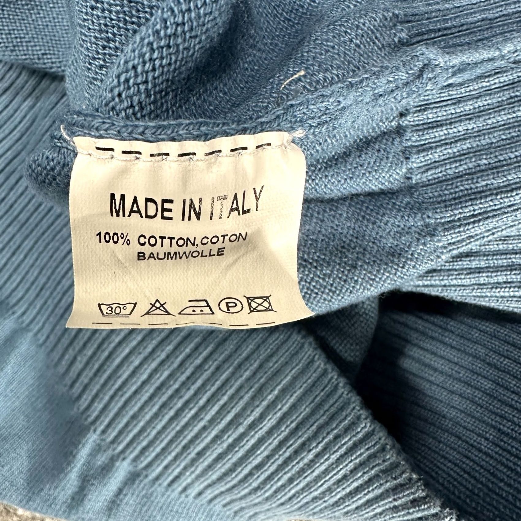 CO Cricket & Co Sweater Mens Medium Blue Cotton Pullover Rib Hem Cuffs Italy Size US M / EU 48-50 / 2 - 5 Thumbnail