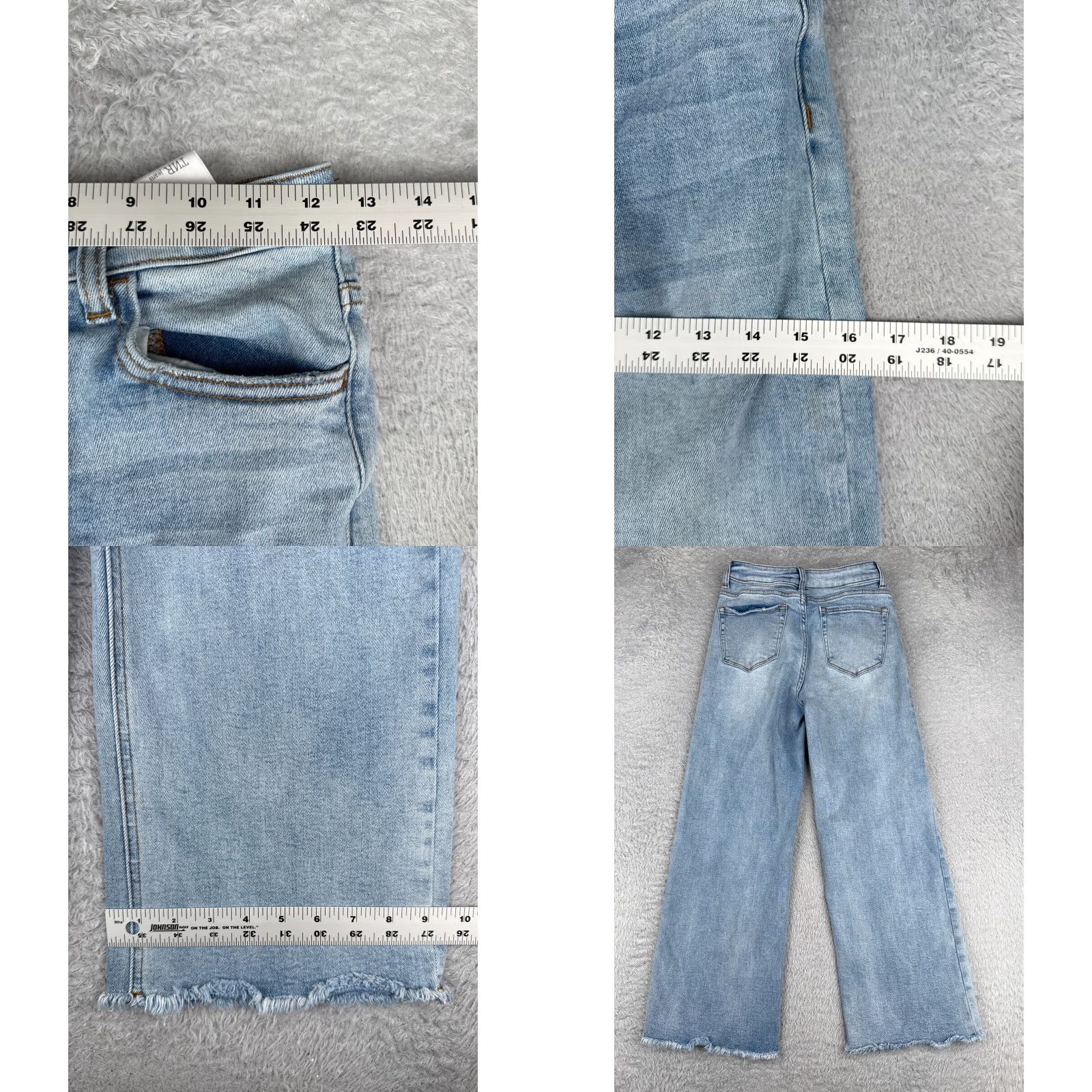 Vintage TNR Jeans Womens Jeans 26 Blue Denim Wide Leg Raw Hem Button Fly High Rise 25x26 Vintage No Size 26" / US 2 / IT 38 - 9 Thumbnail