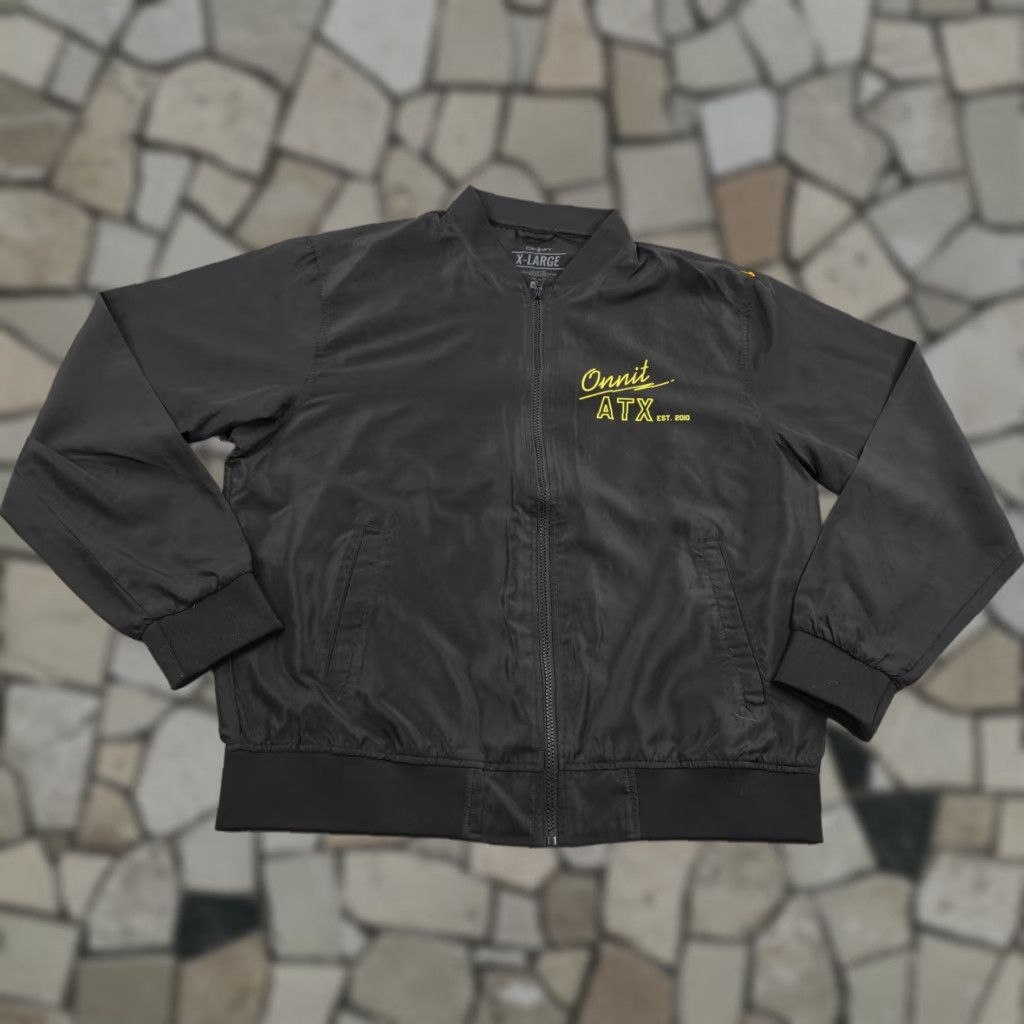 Vintage Onnit Jacket Mens XL Black Bomber Windbreaker Full Zip Up ATX Tiger Coat Size US XL / EU 56 / 4 - 1 Thumbnail