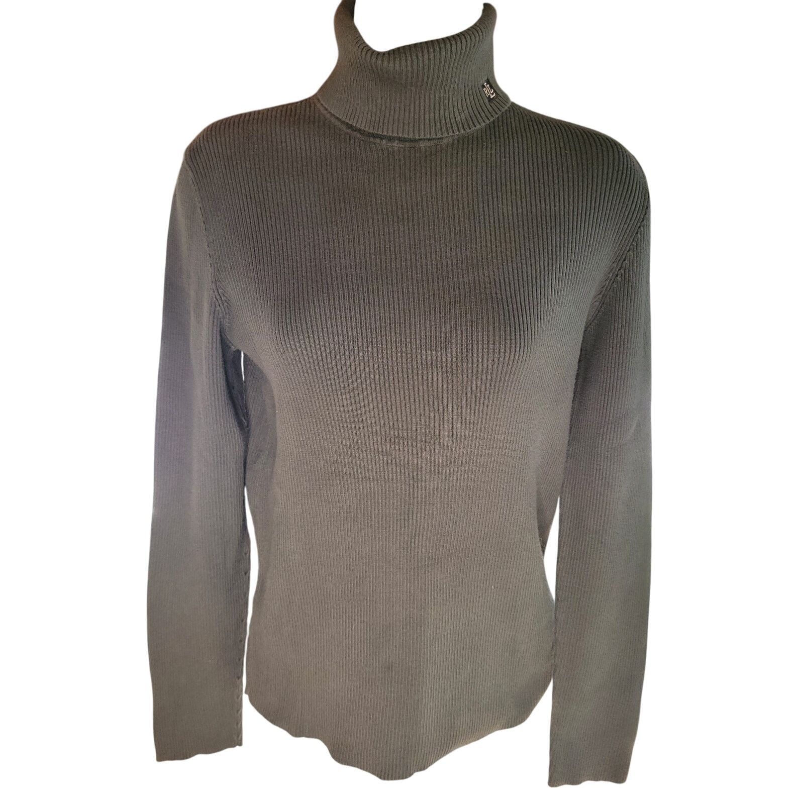 Ralph Lauren Ralph Lauren Women Turtleneck Sweater Olive Ribbed Knit Sz L Size L / US 10 / IT 46 - 1 Thumbnail