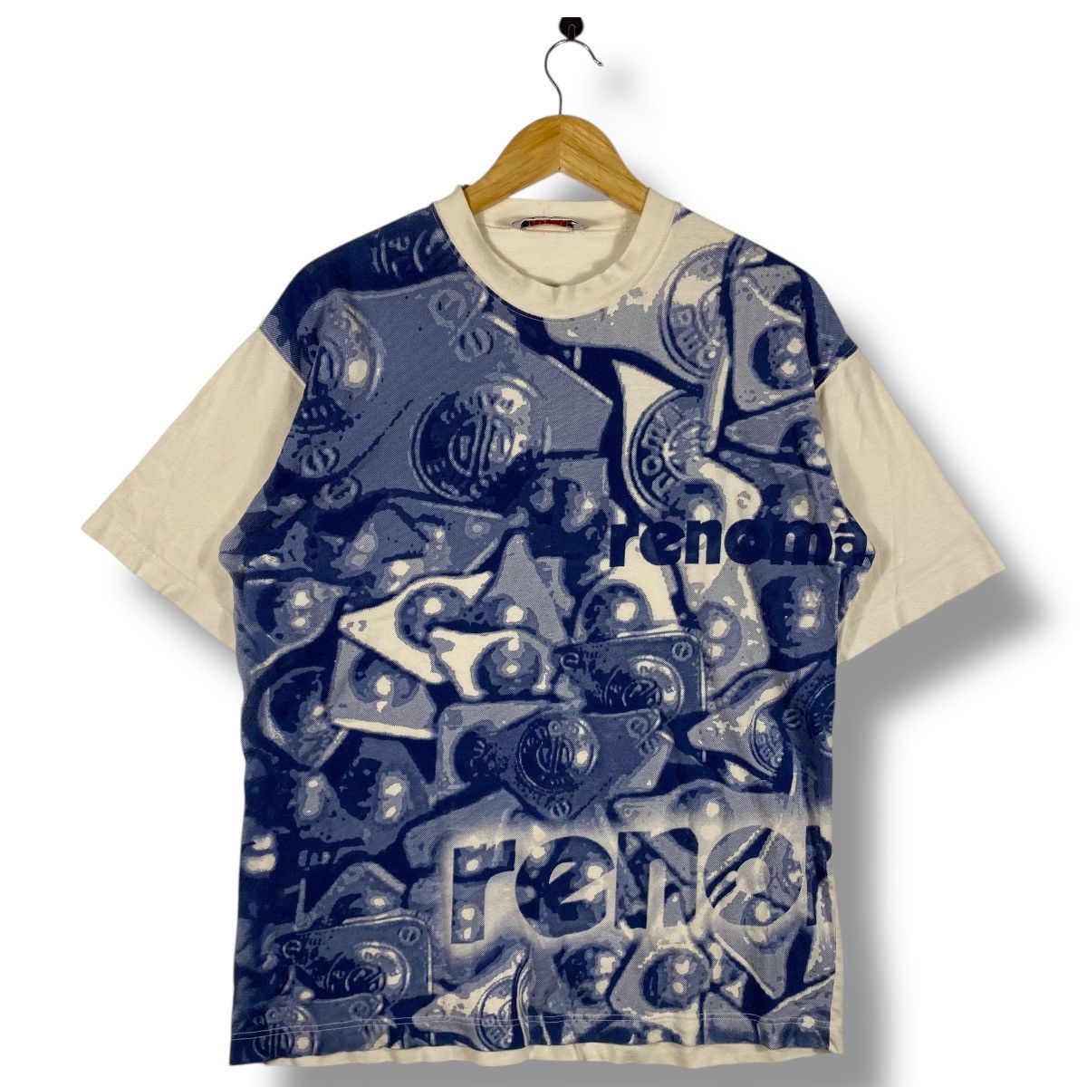 Renoma × Vintage Vintage 90's RENOMA Jeans Concept Full Print Graphic Tee Size US L / EU 52-54 / 3 - 1 Thumbnail