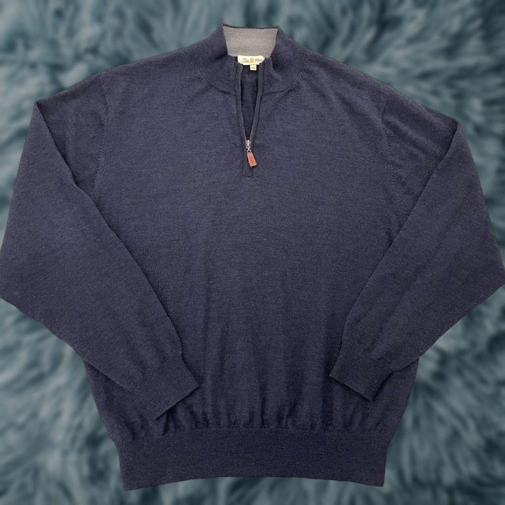 Peter Millar Peter Millar Sweater 2XL Adult Blue 1/4 Zip Extra Fine Italian Merino Mens XXL Size US XXL / EU 58 / 5 - 1 Thumbnail