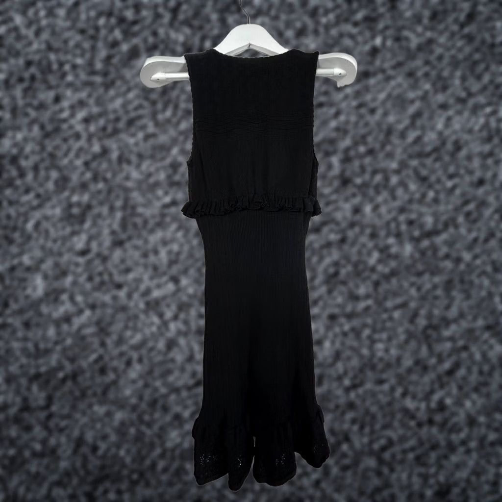Ronny Kobo Ronny Kobo Women's Nova Dress Sleeveless Knit Black XL Ruffle Mini Bodycon Short 90s Elegant Cocktail Party/Cocktail Dress Size XL / US 12-14 / IT 48-50 - 1 Thumbnail