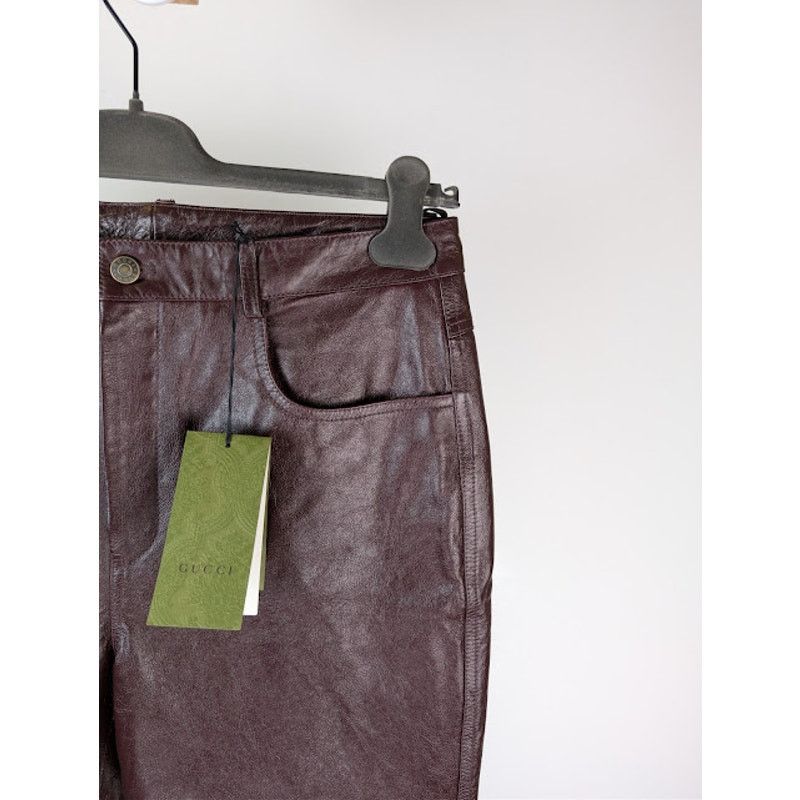 Gucci o1rshd1 Soft Leather Pants in Bordeaux Size US 32 / EU 48 - 5 Thumbnail
