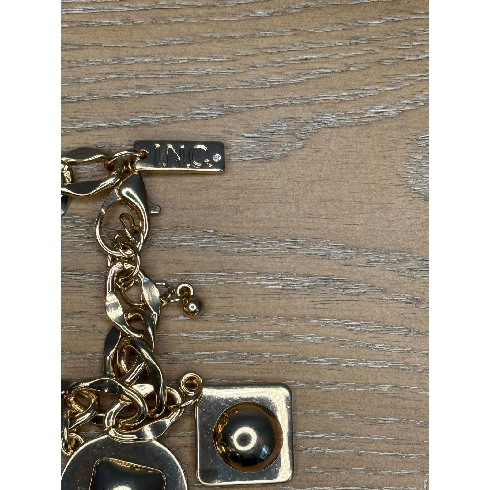 Other INC Gold Tone Charm Bracelet Geometric Dangle Statement New Size ONE SIZE - 4 Thumbnail
