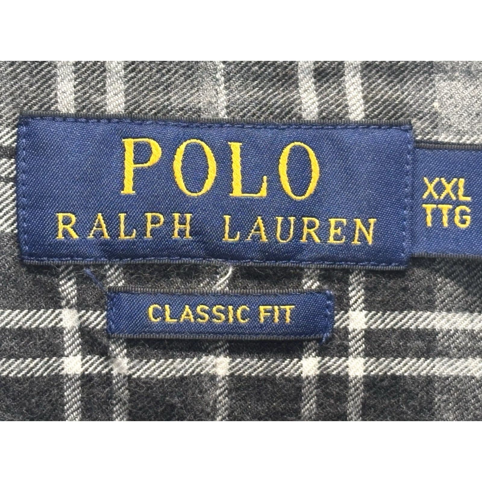 Polo Ralph Lauren VINTAGE Polo Ralph Lauren Shirt Mens XXL Long Sleeve Classic Fit Plaid Black Grey Cotton Size US XXL / EU 58 / 5 - 5 Thumbnail