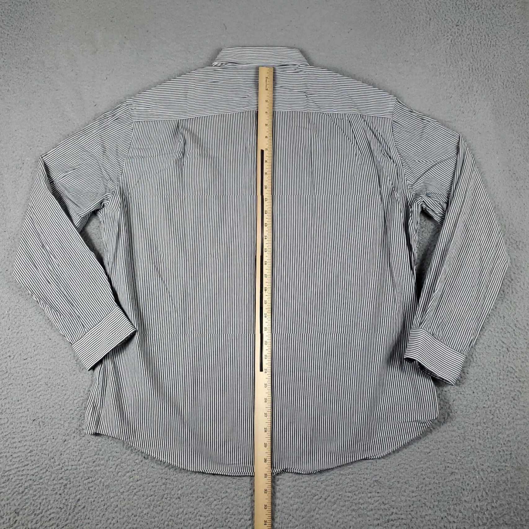 Nautica Nautica Dress Shirt Mens Size 17 Gray Striped Long Sleeve Button-Up Size 46R - 3 Thumbnail
