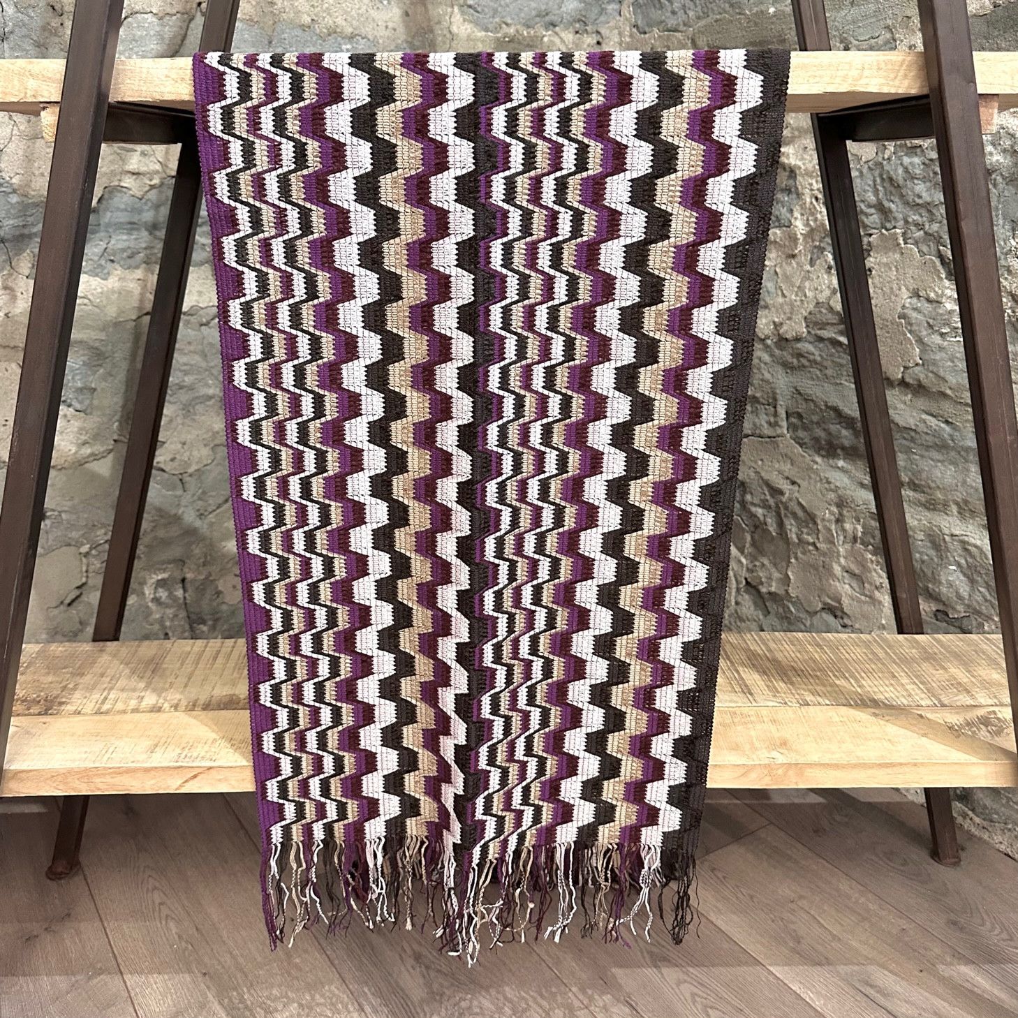 Missoni Missoni Purple Beige Zigzag Chenille Scarf Size ONE SIZE - 7 Thumbnail