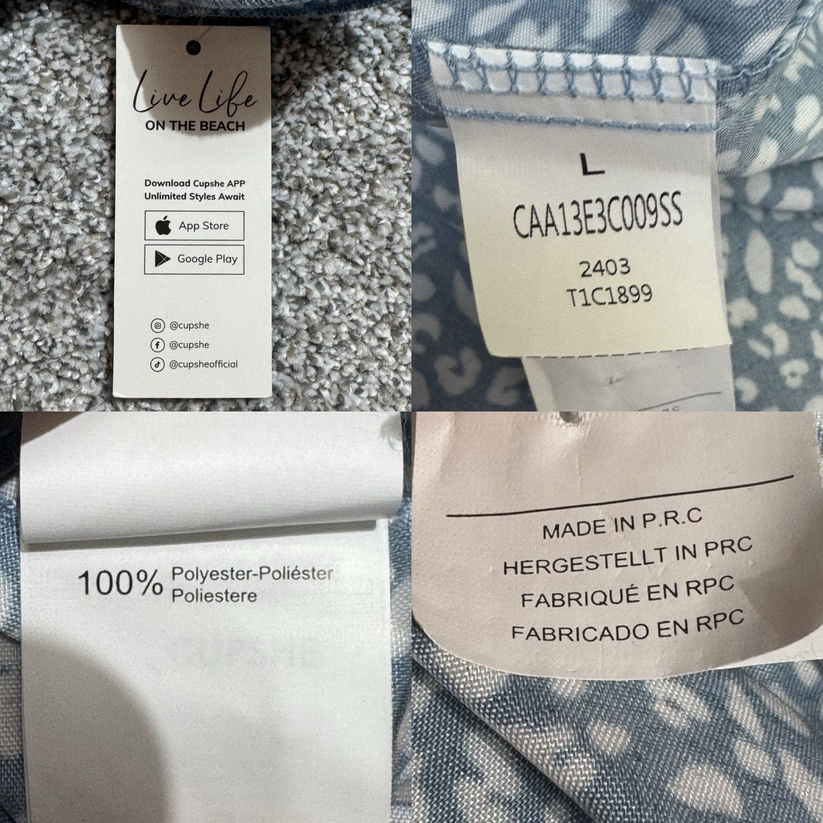Vintage Cupshe Romantic Dress L A-Line Boho Chic Dainty Cheetah Print Ruffle Sleeves Knee Length V-Neck Belted Casual Party/Cocktail Travel White Size L / US 10 / IT 46 - 8 Thumbnail