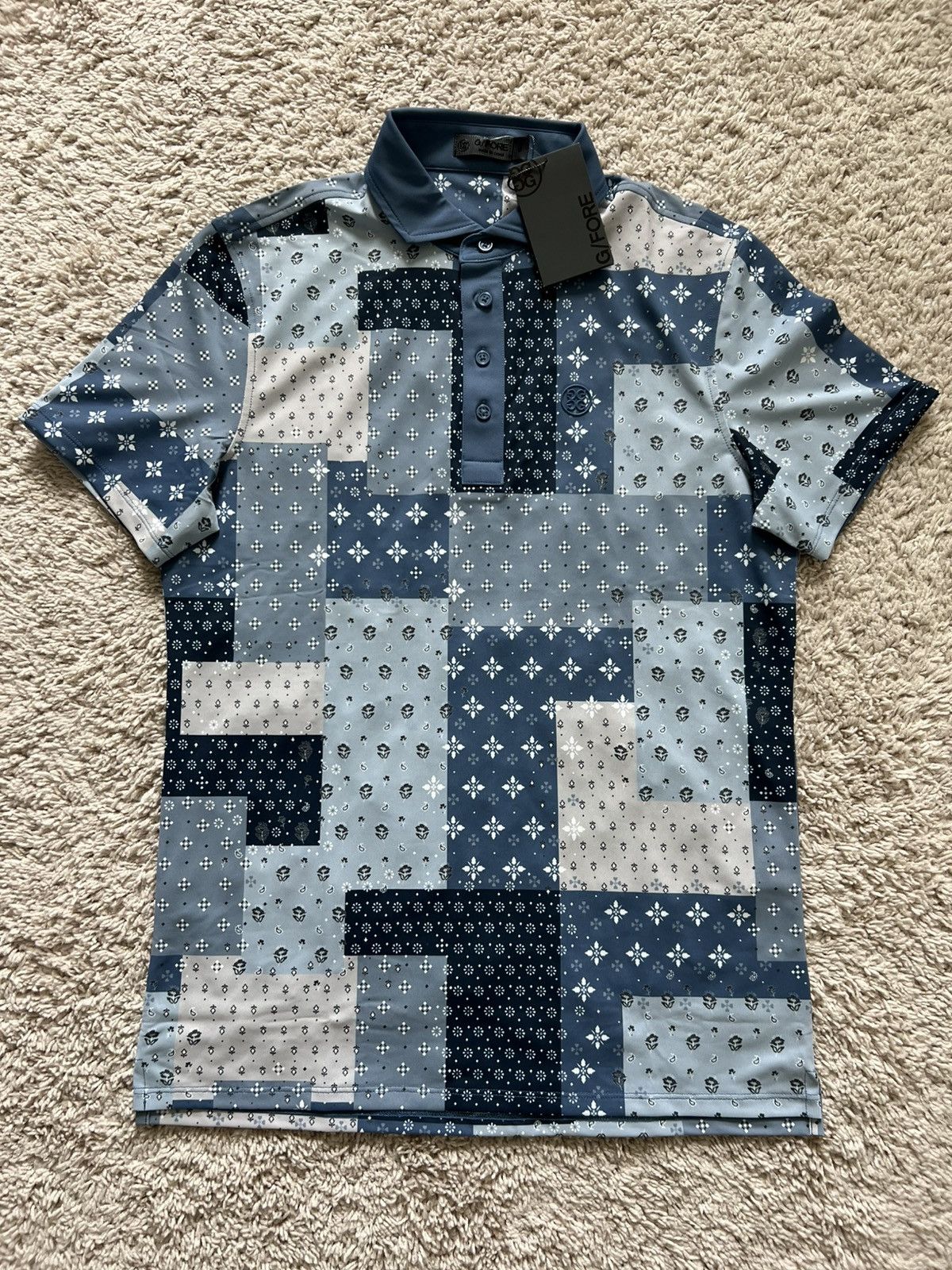G/FORE G/Fore Boro Patch Tech Pique Golf Polo Floral Slate Size US S / EU 44-46 / 1 - 4 Thumbnail
