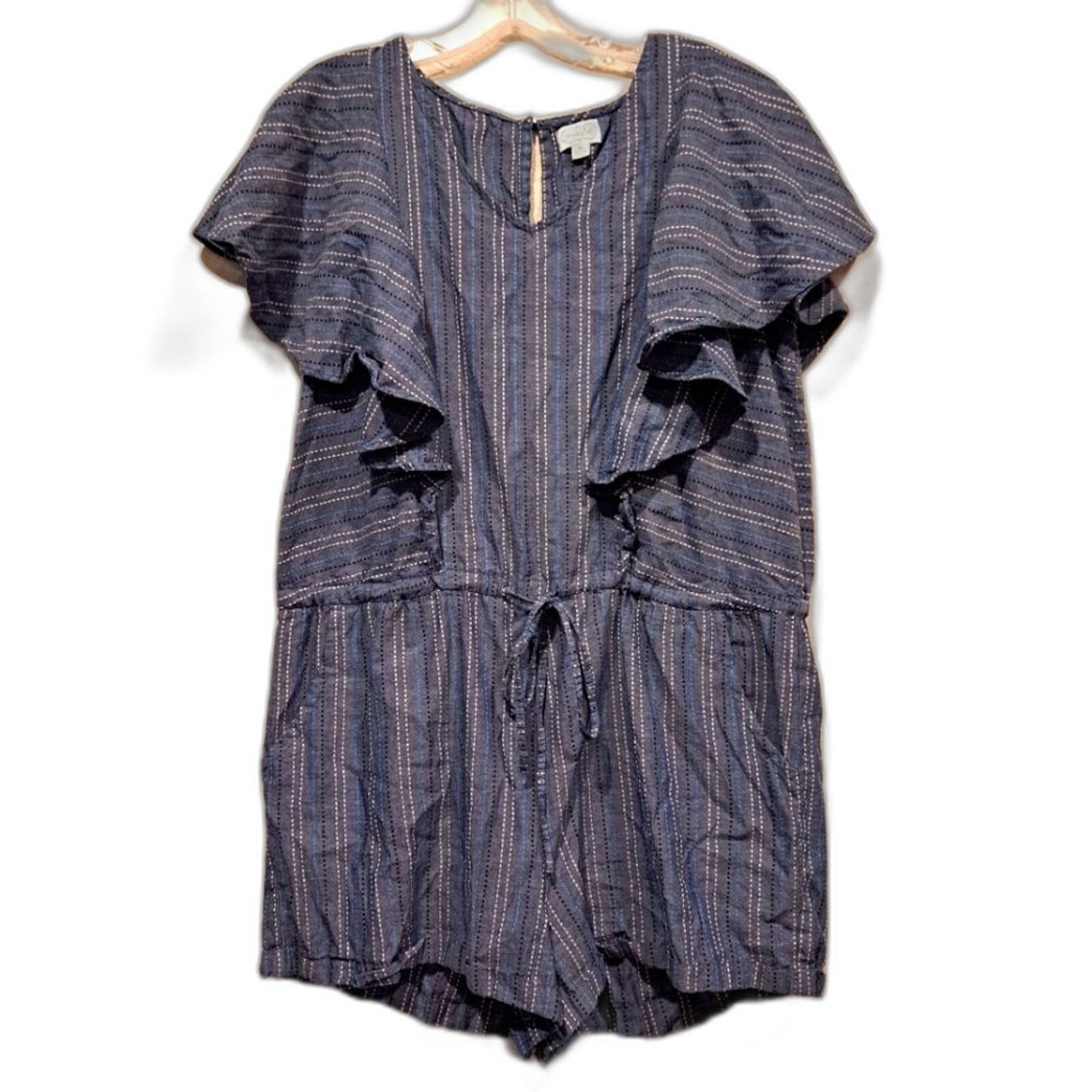 Other Mudpie ruffle flutter sleeve romper blue denim size M Size 36" / US 14 / IT 50 - 2 Thumbnail