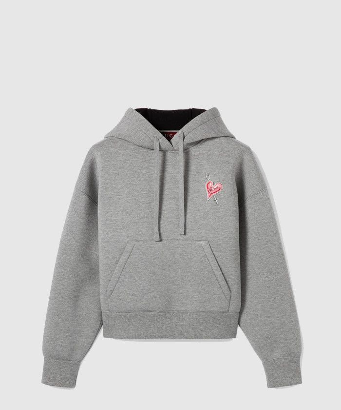 oc11z0226 Jersey Hooded Sweatshirt With Print in Gray