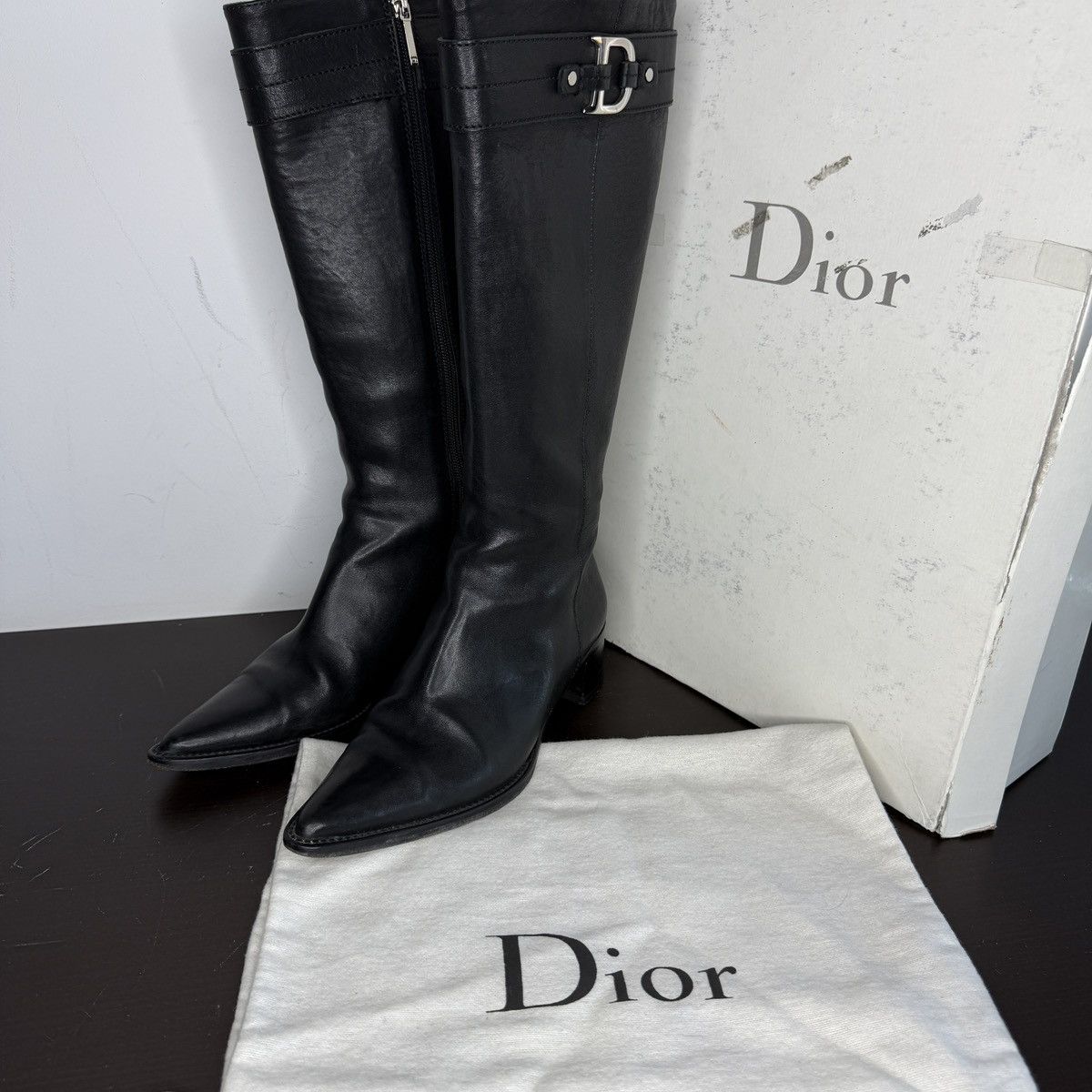 Dior Christian Dior Boots High Black Leather Size US 7 / IT 37 - 1 Thumbnail
